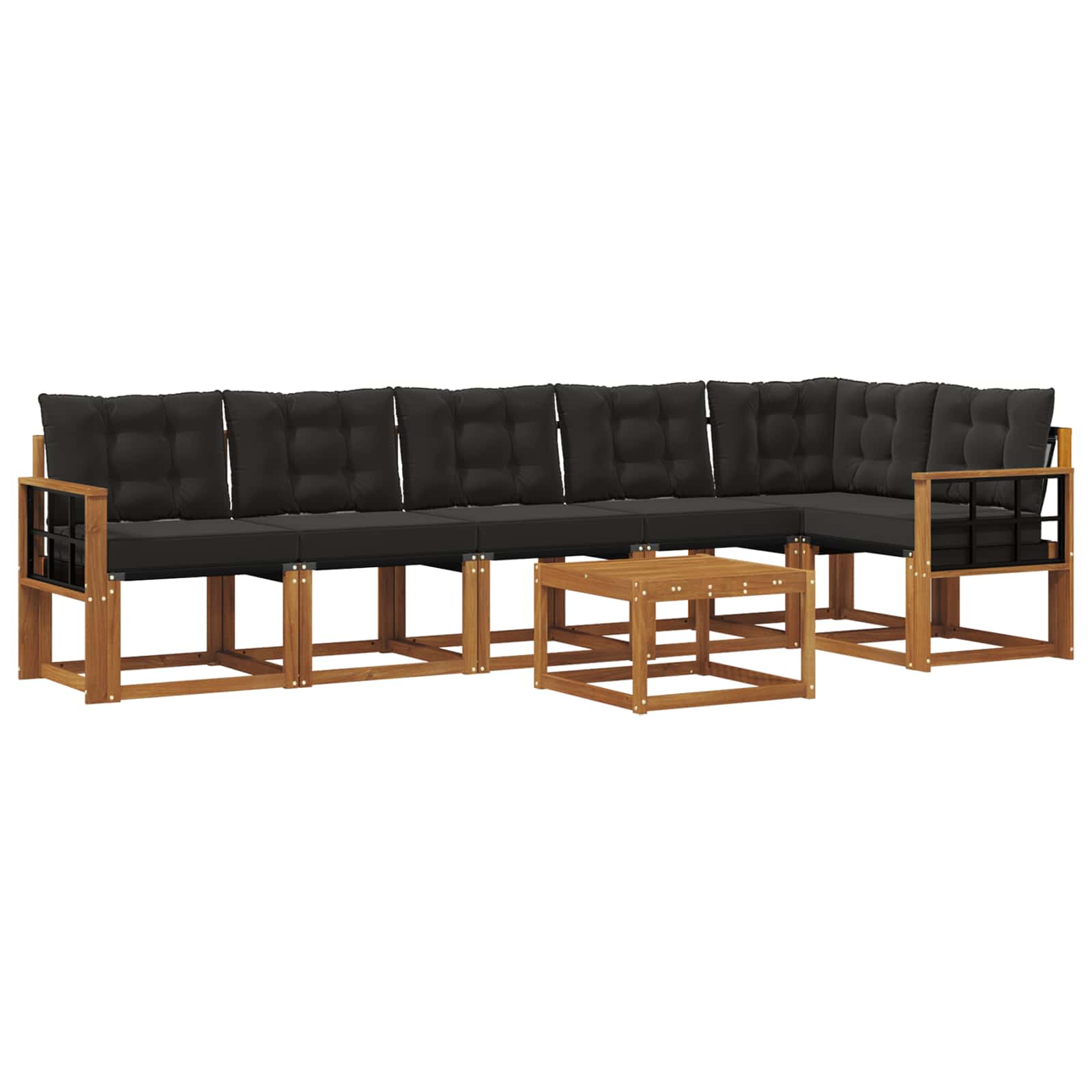 Ensemble de canapés d'extérieur 7 pcs Naturel et Noir - XIOS