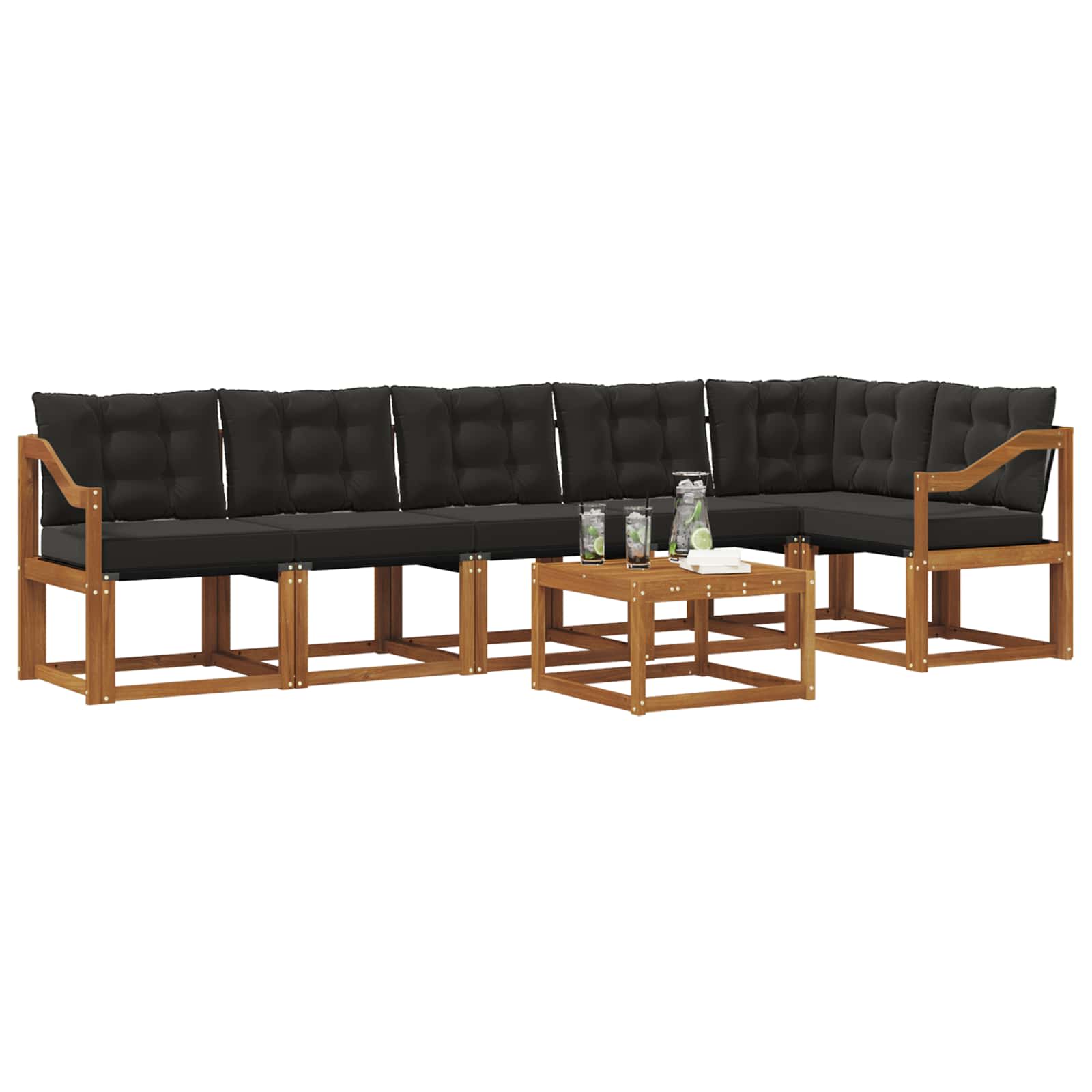 Ensemble de canapés d'extérieur 7 pcs Naturel et Noir - XIOS
