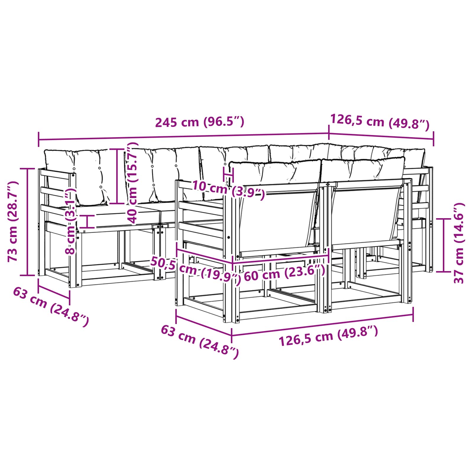 Ensemble de canapés d'extérieur 7 pcs Naturel et Beige - XIOS