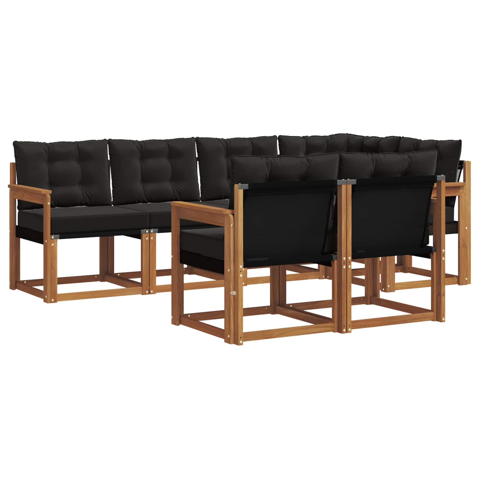 Ensemble de canapés d'extérieur 7 pcs Naturel et Noir - XIOS