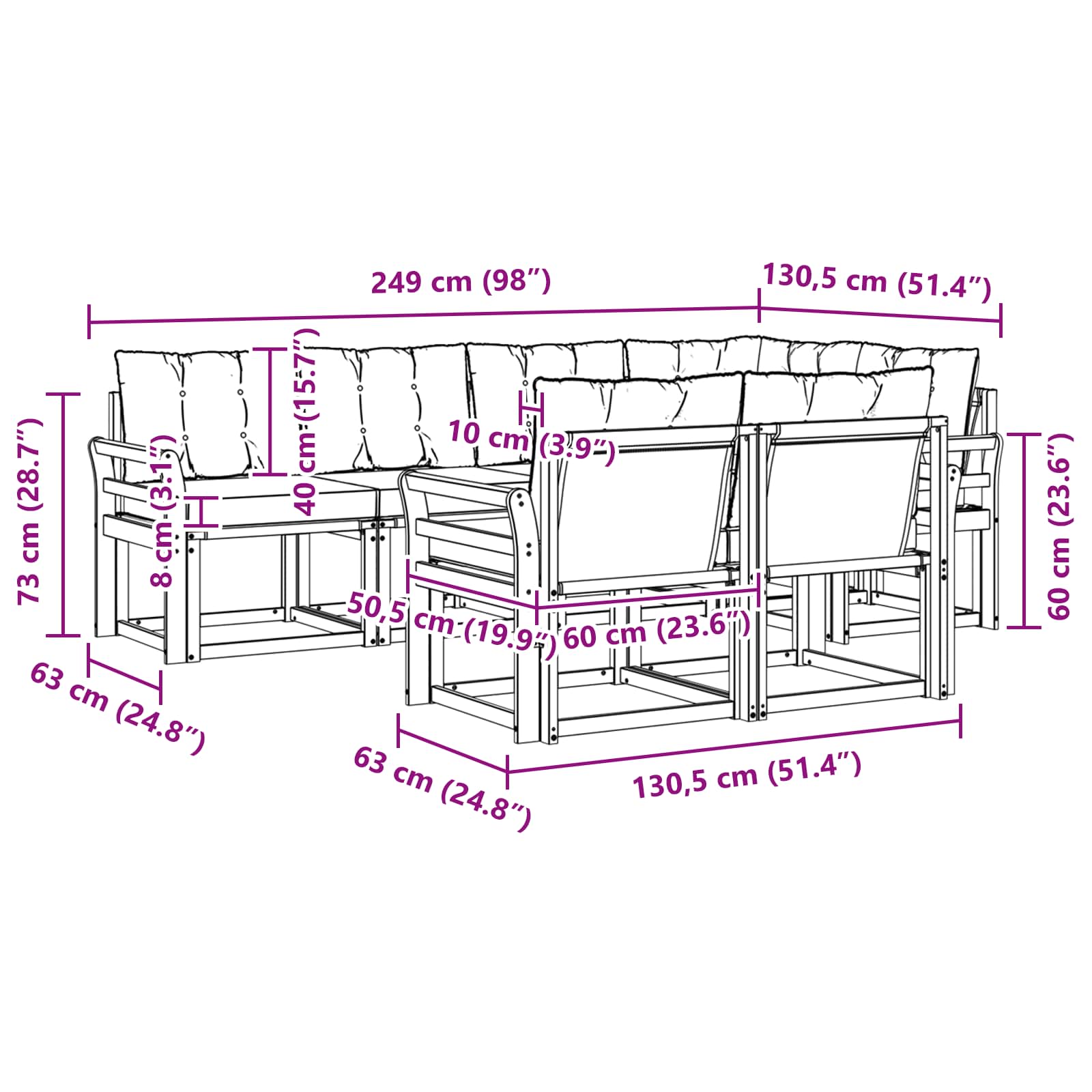 Ensemble de canapés d'extérieur 7 pcs Naturel et Beige - XIOS