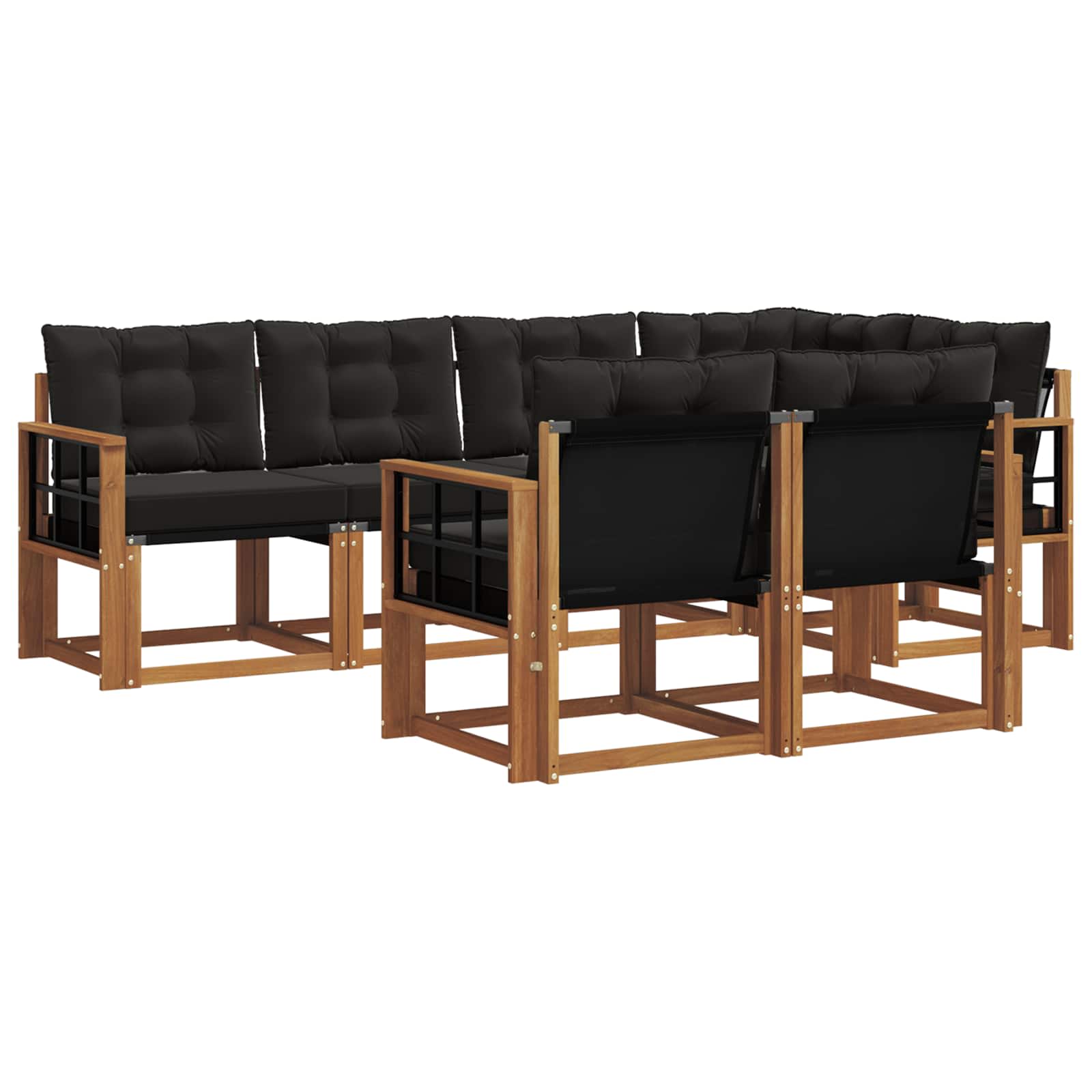 Ensemble de canapés d'extérieur 7 pcs Naturel et Noir - XIOS