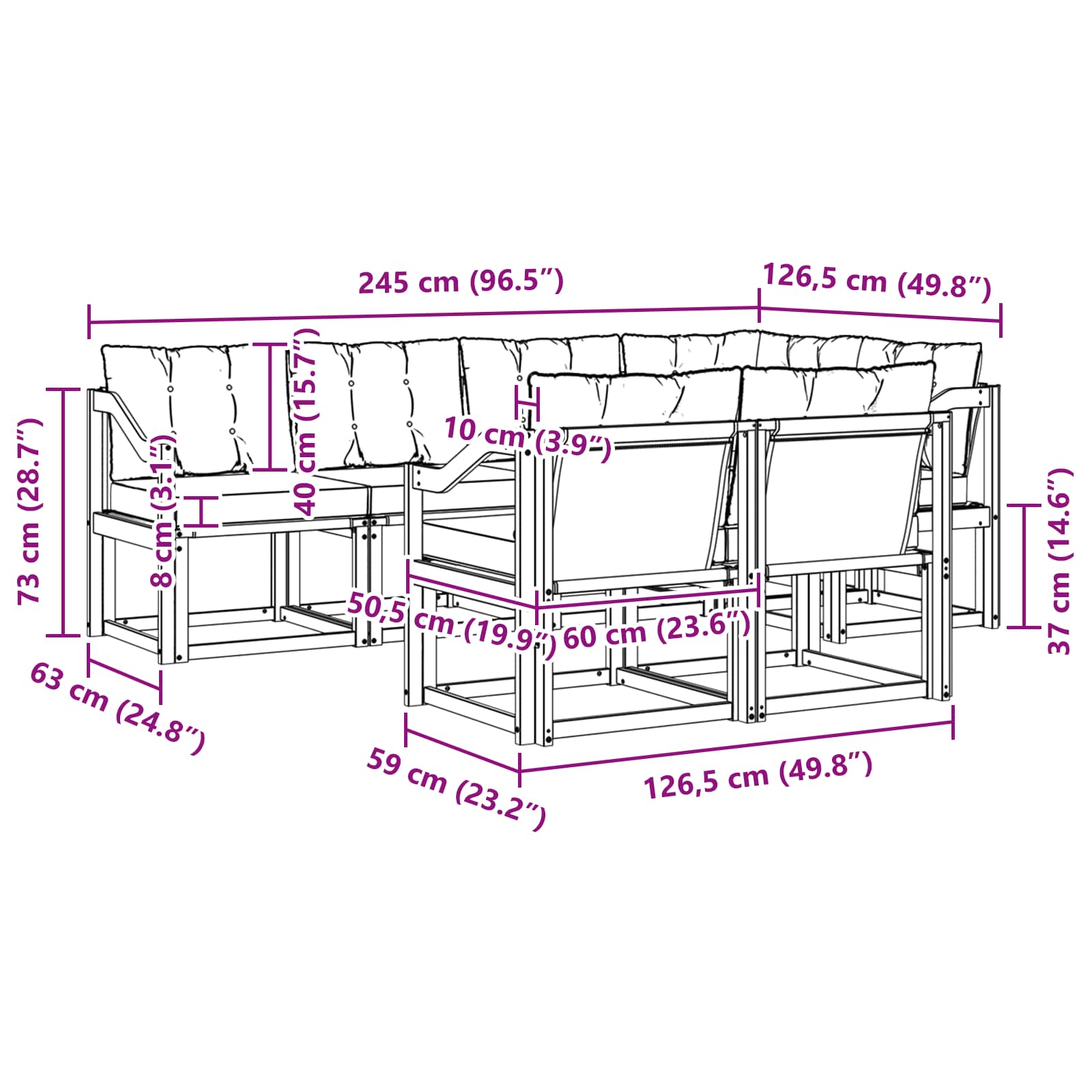 Ensemble de canapés d'extérieur 7 pcs Naturel et Beige - XIOS