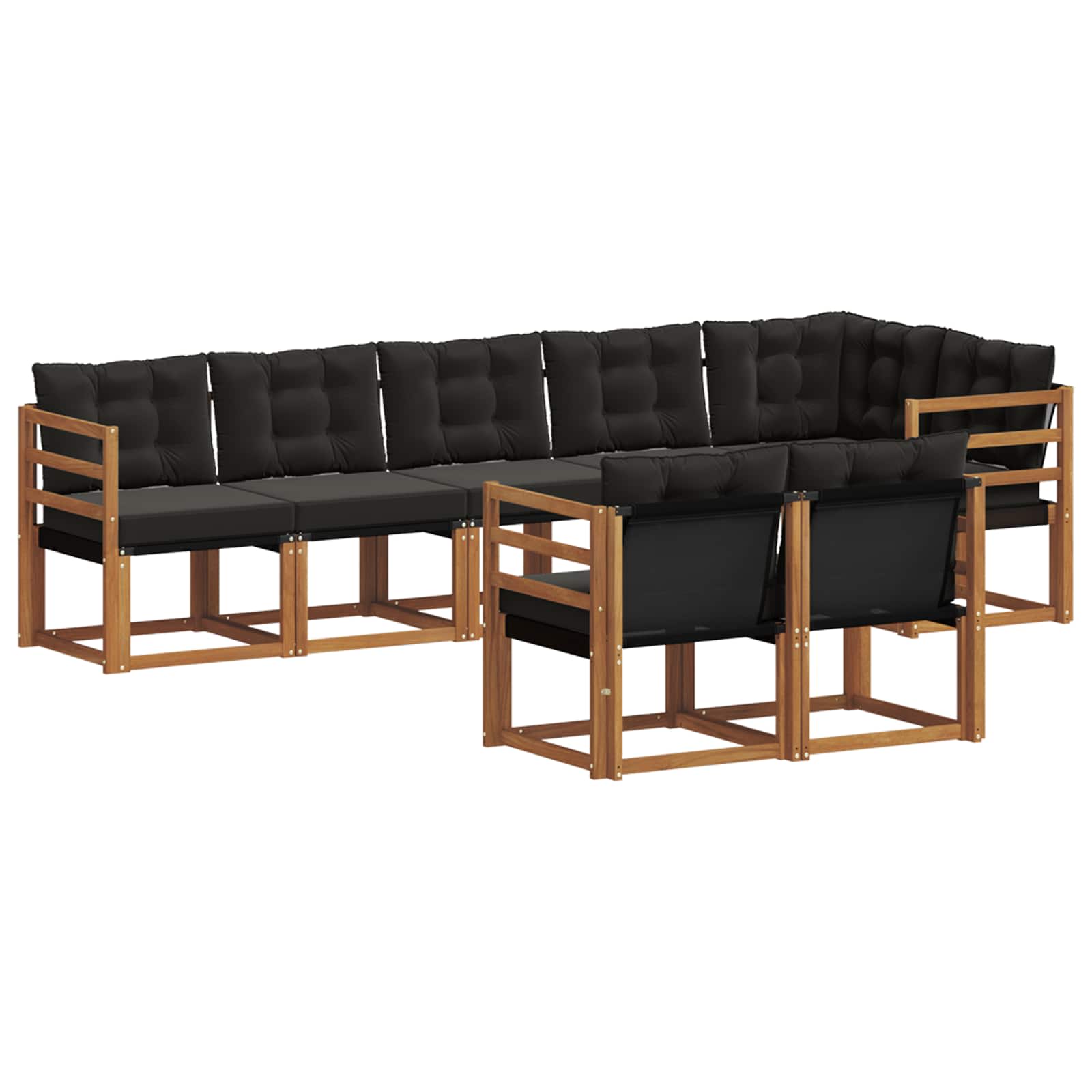 Ensemble de canapés d'extérieur 8 pcs Naturel et Noir - XIOS