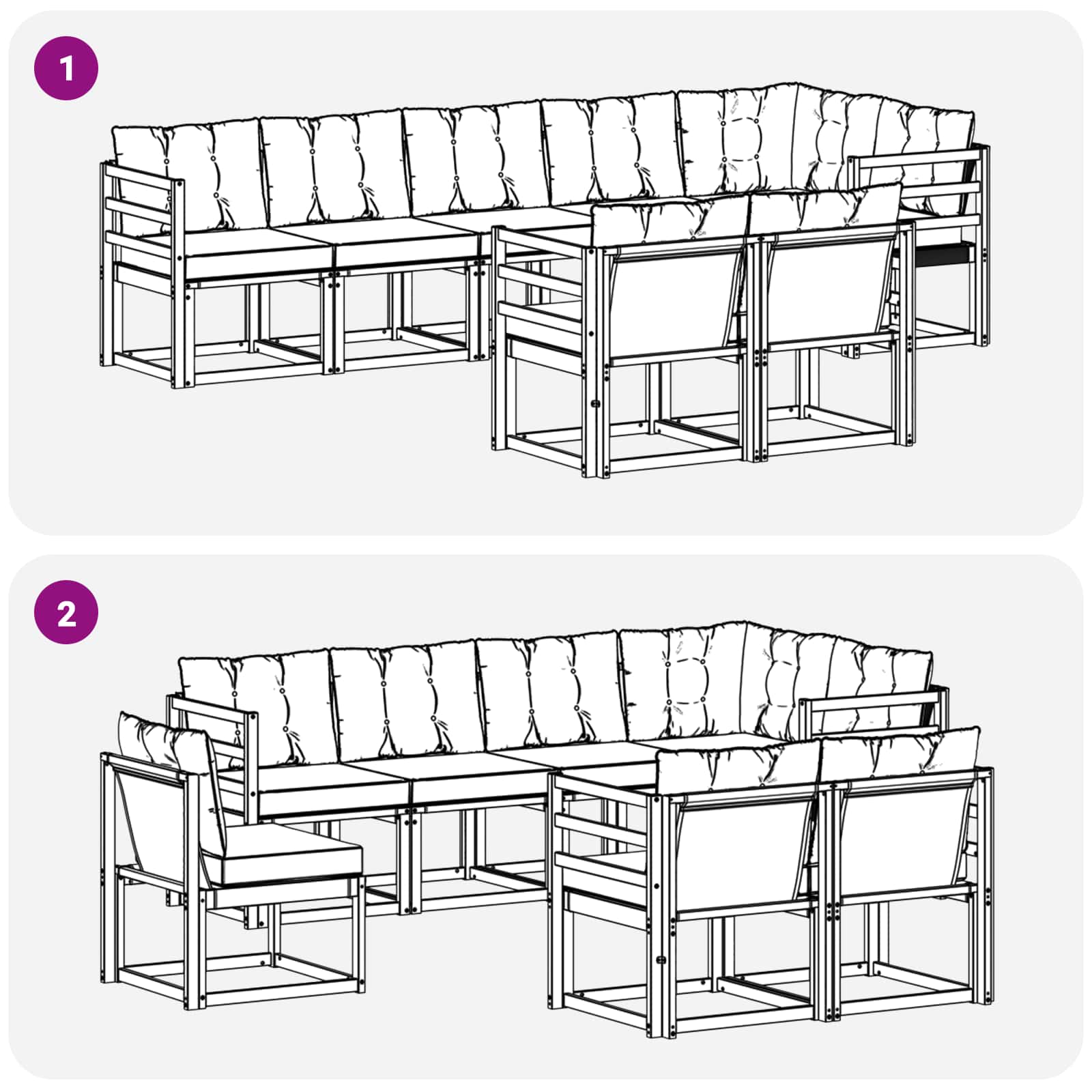 Ensemble de canapés d'extérieur 8 pcs Naturel et Beige - XIOS