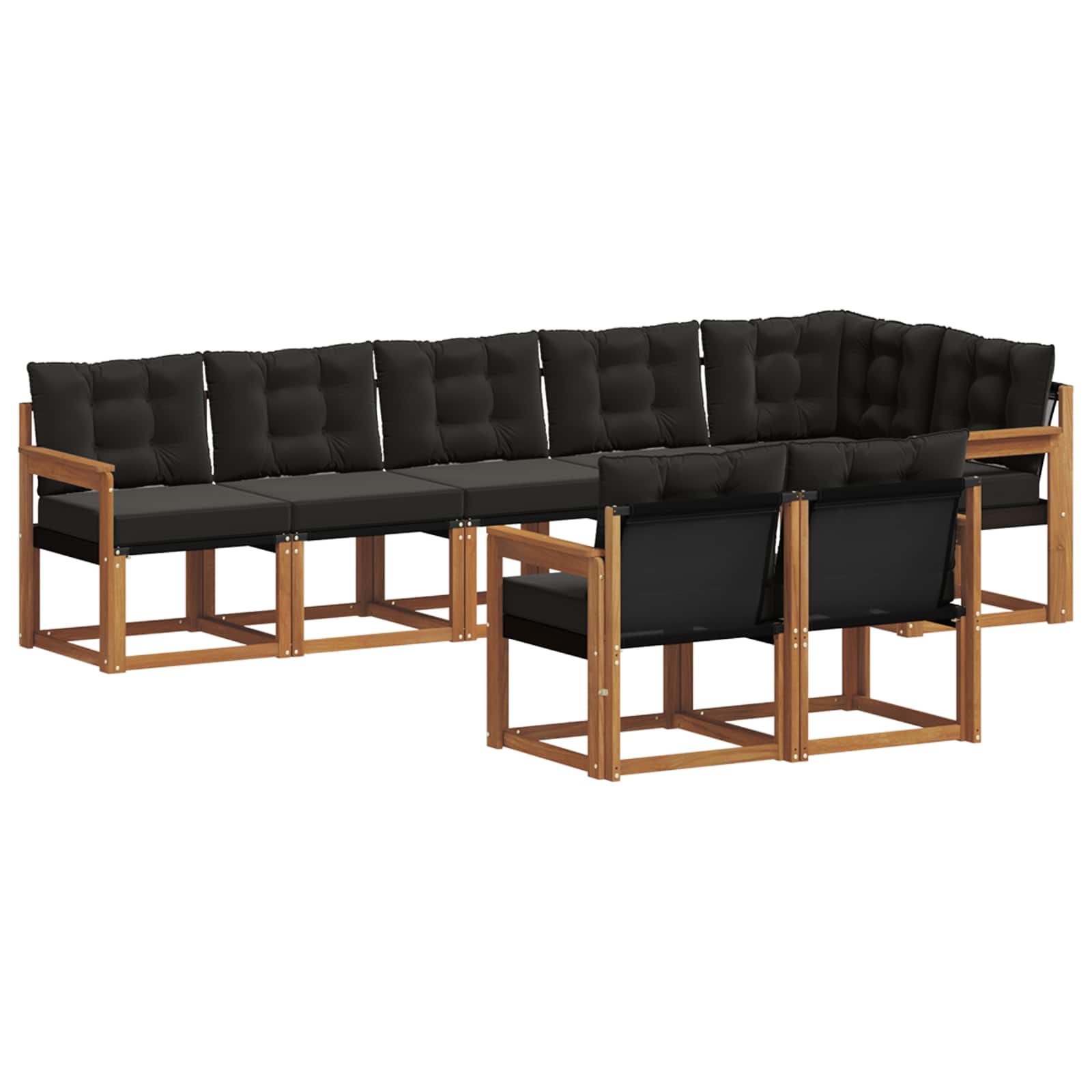 Ensemble de canapés d'extérieur 8 pcs Naturel et Noir - XIOS