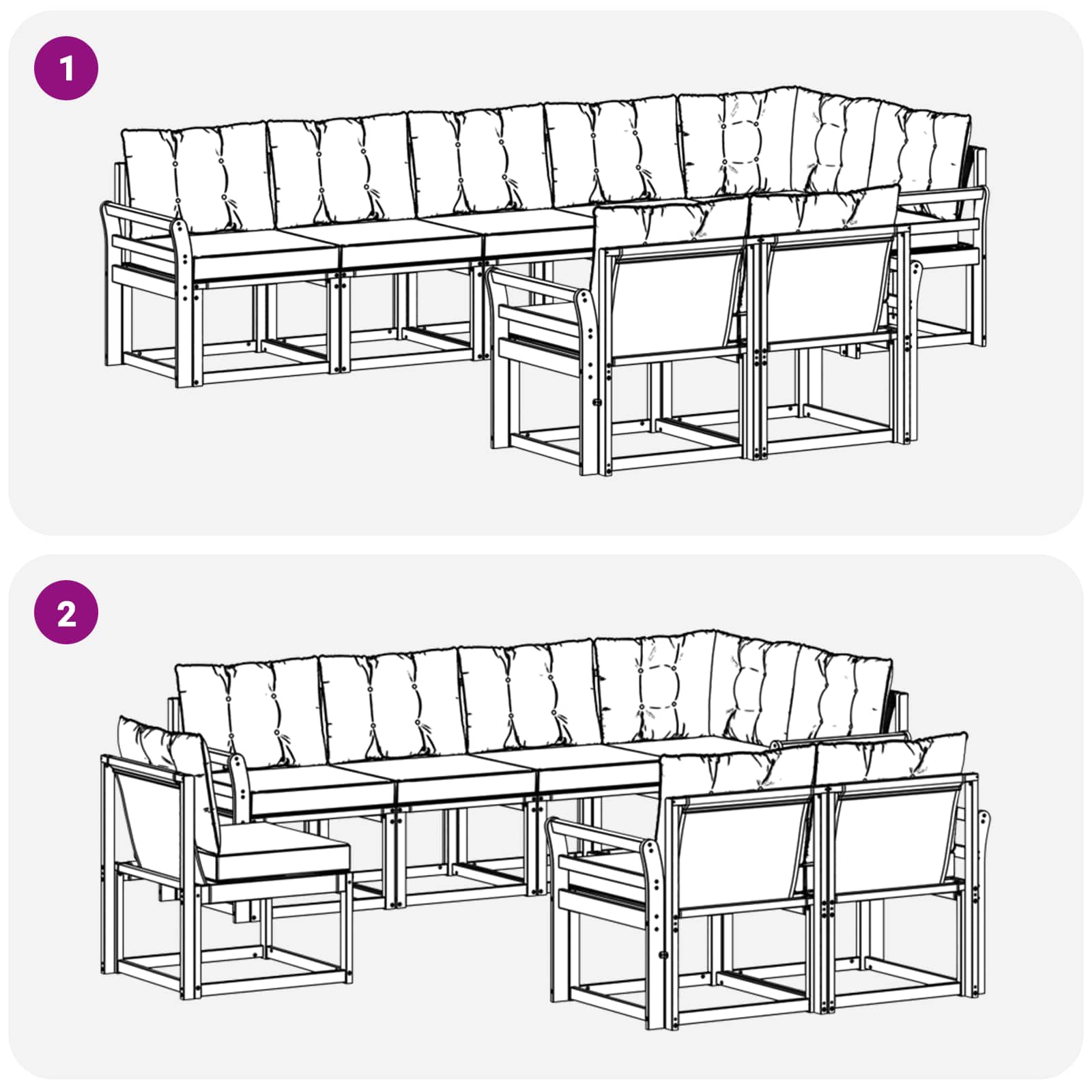 Ensemble de canapés d'extérieur 8 pcs Gris Naturel et Clair - XIOS
