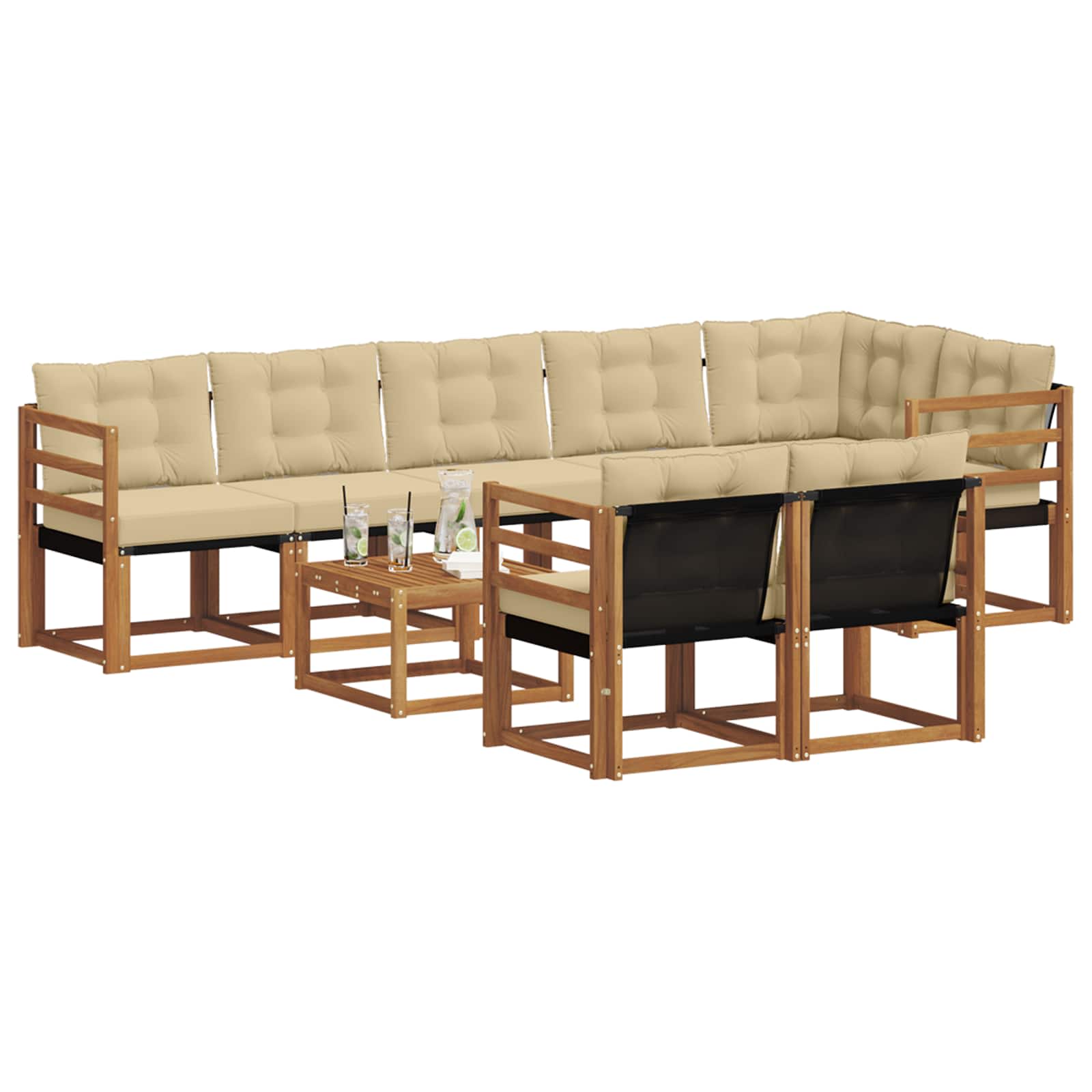 Ensemble de canapés d'extérieur 9 pcs Naturel et Beige - XIOS