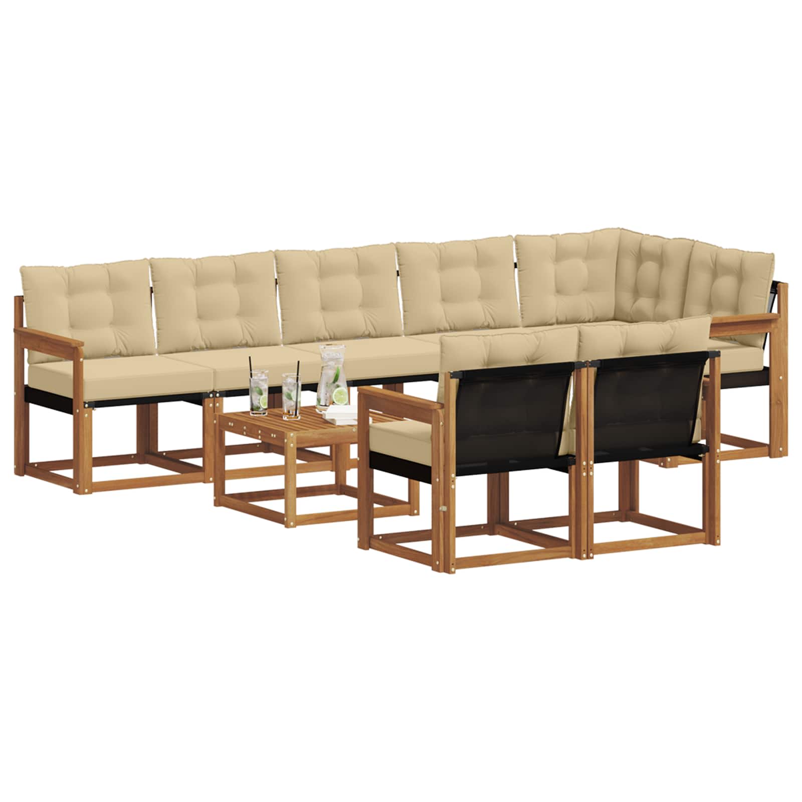 Ensemble de canapés d'extérieur 9 pcs Naturel et Beige - XIOS