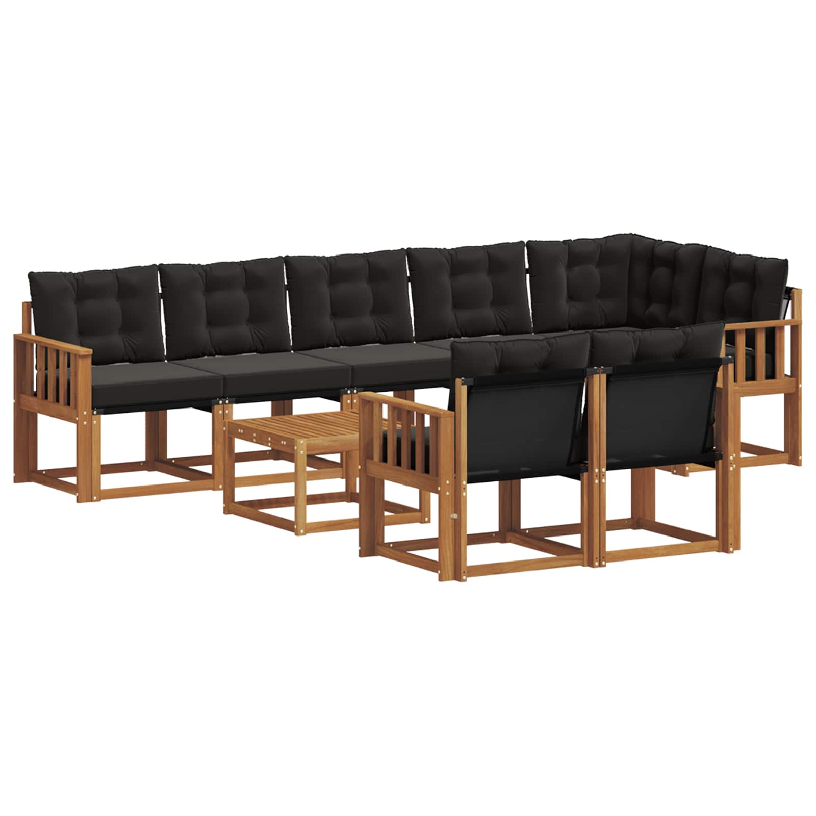 Ensemble de canapés d'extérieur 9 pcs Naturel et Noir - XIOS