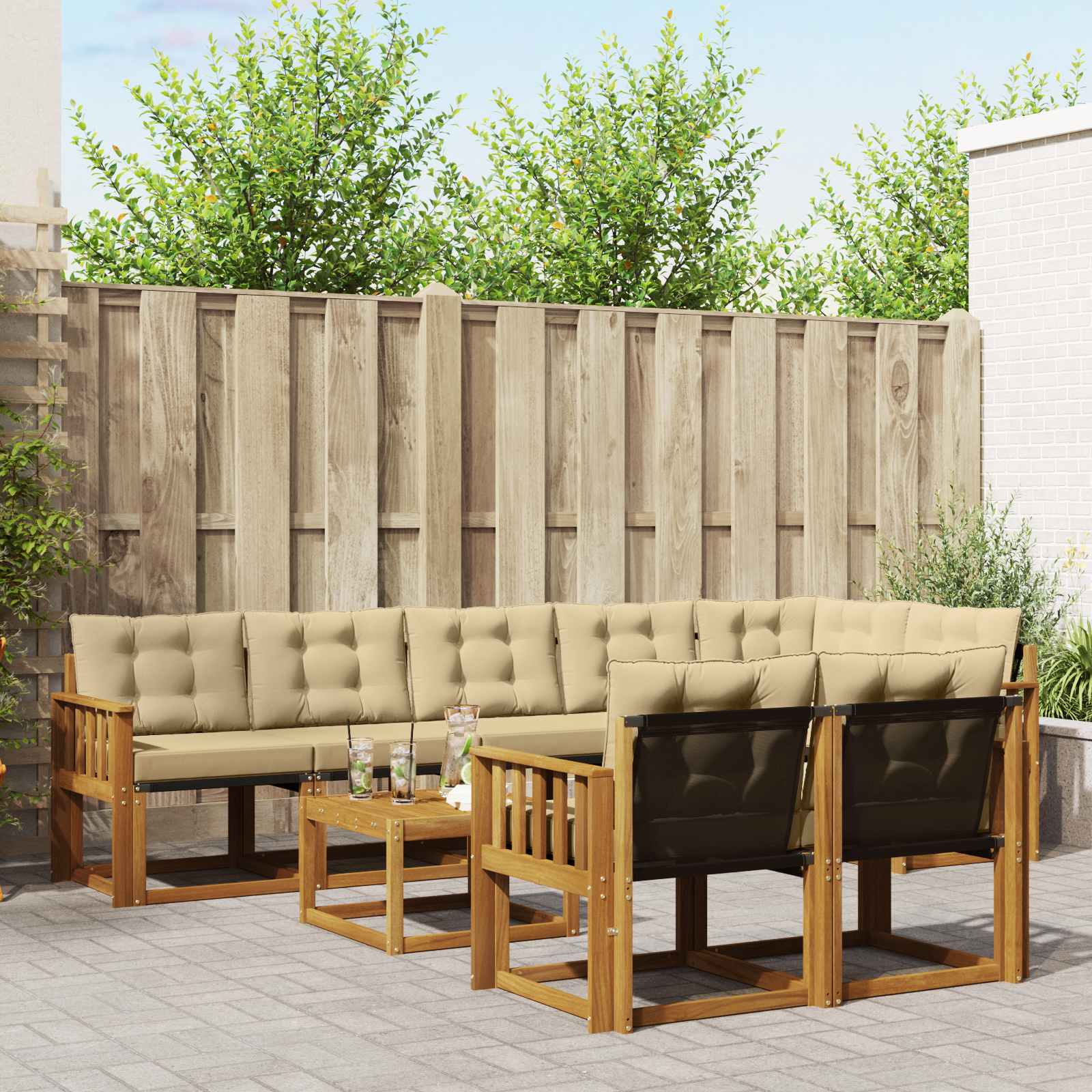 Ensemble de canapés d'extérieur 9 pcs Naturel et Beige - XIOS