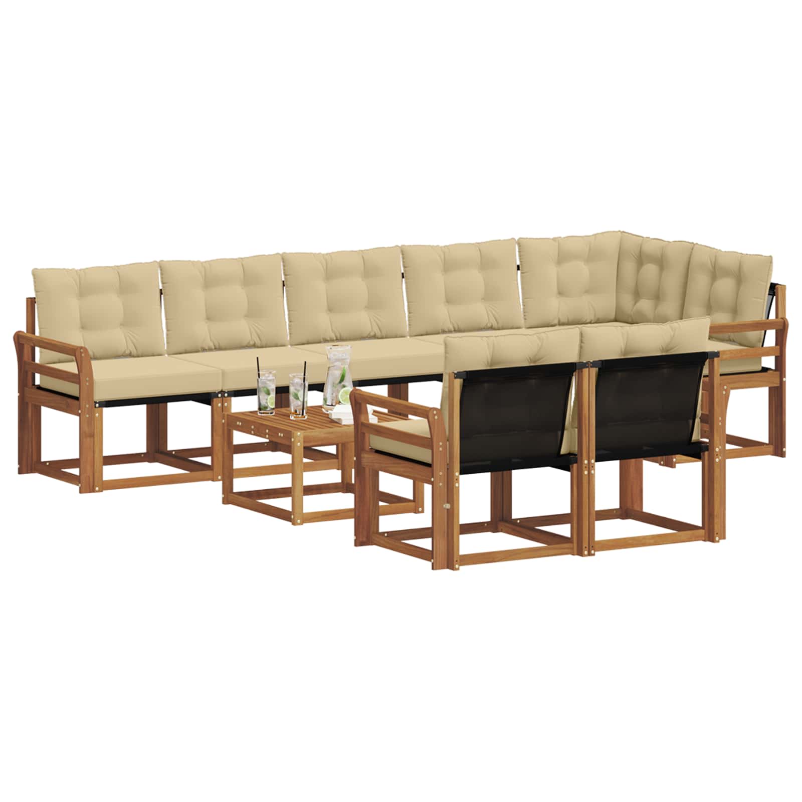 Ensemble de canapés d'extérieur 9 pcs Naturel et Beige - XIOS