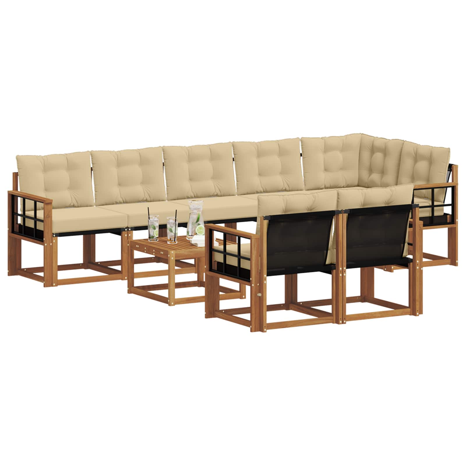 Ensemble de canapés d'extérieur 9 pcs Naturel et Beige - XIOS