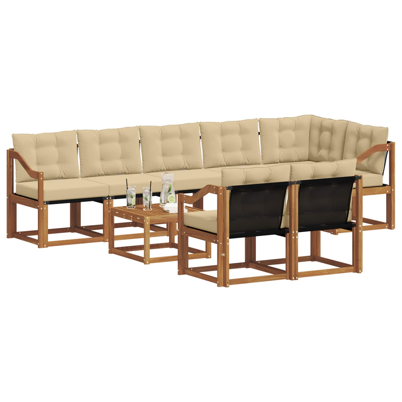 Ensemble de canapés d'extérieur 9 pcs Naturel et Beige - XIOS
