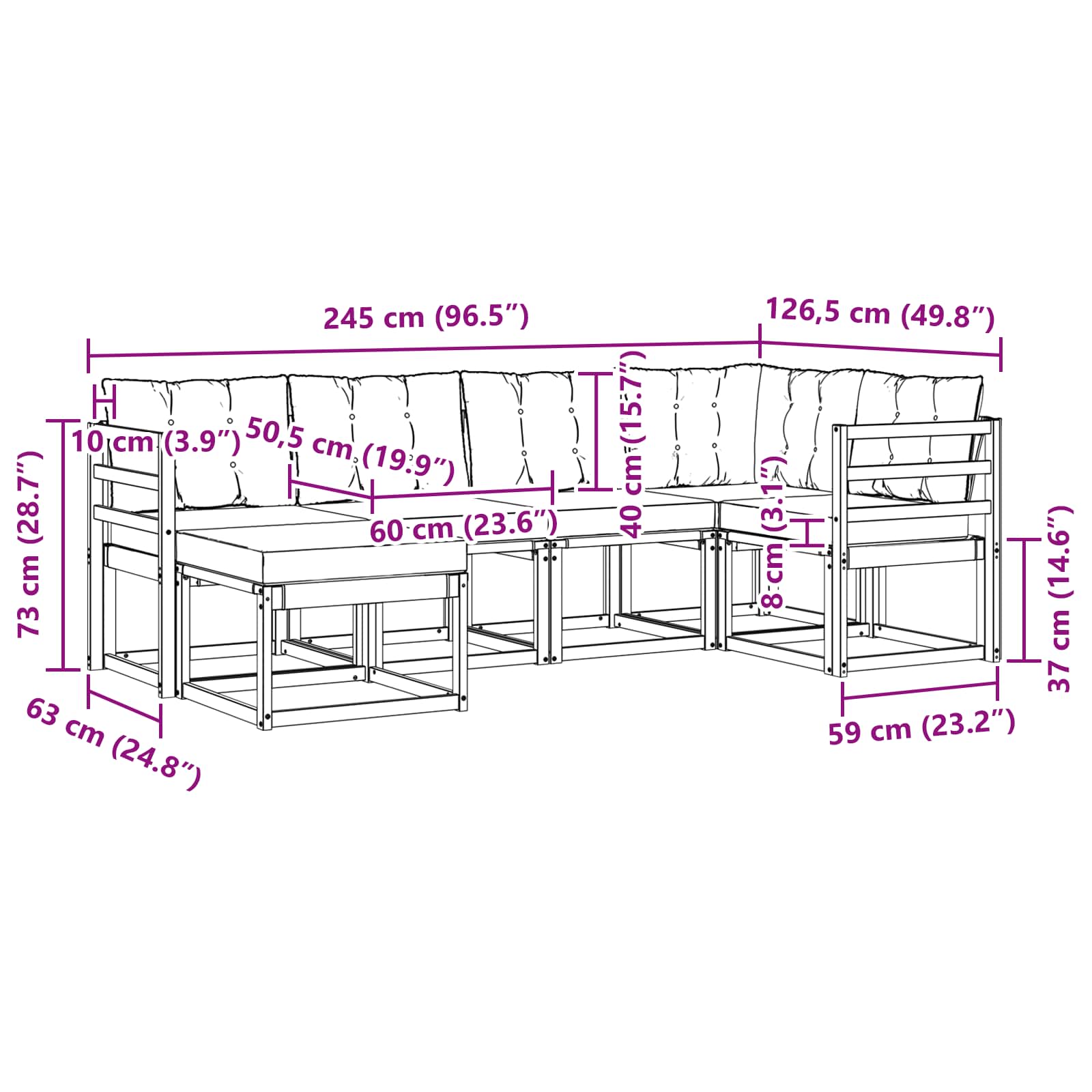 Ensemble de canapés d'extérieur 6 pcs Naturel et Beige - XIOS