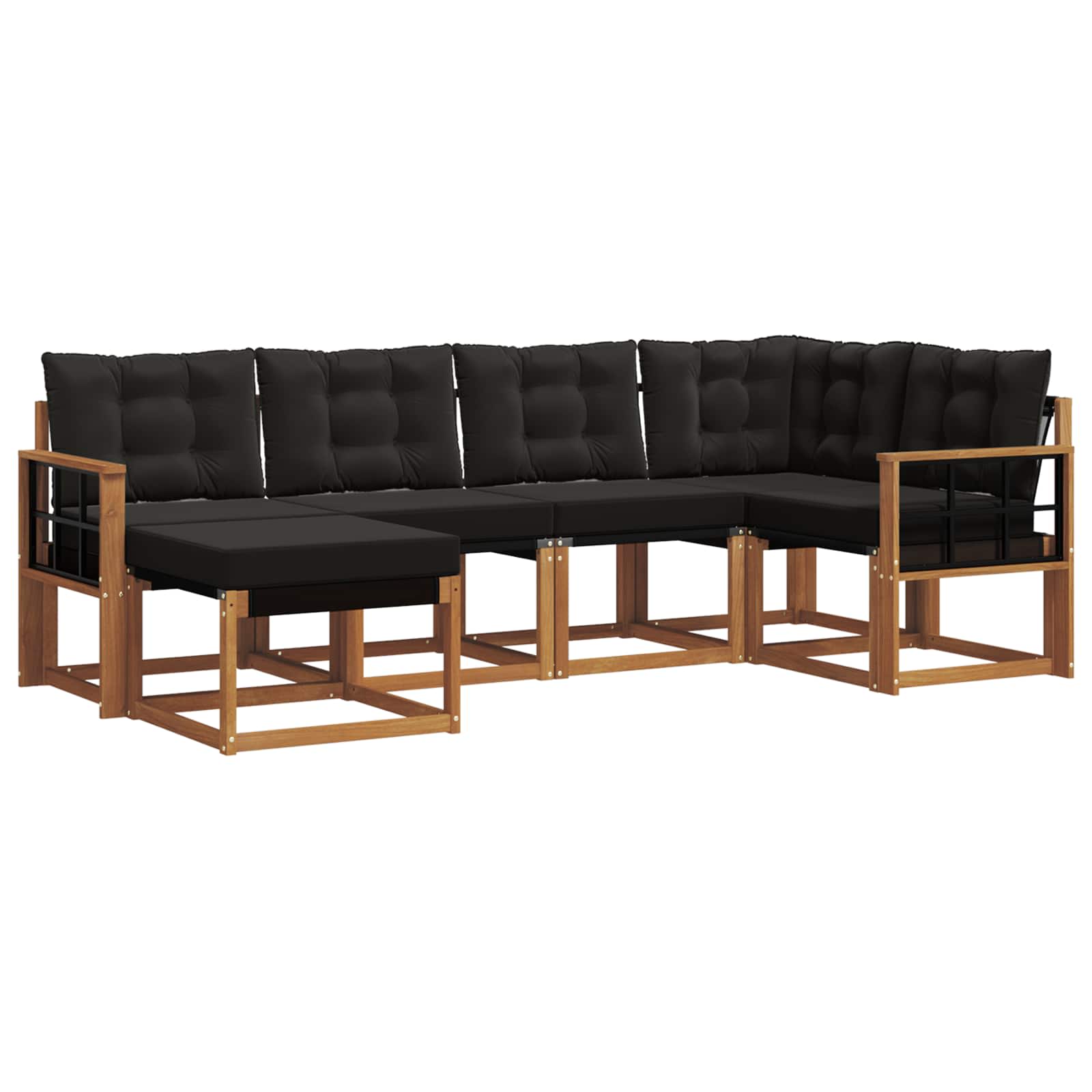 Ensemble de canapés d'extérieur 6 pc Naturel et Noir