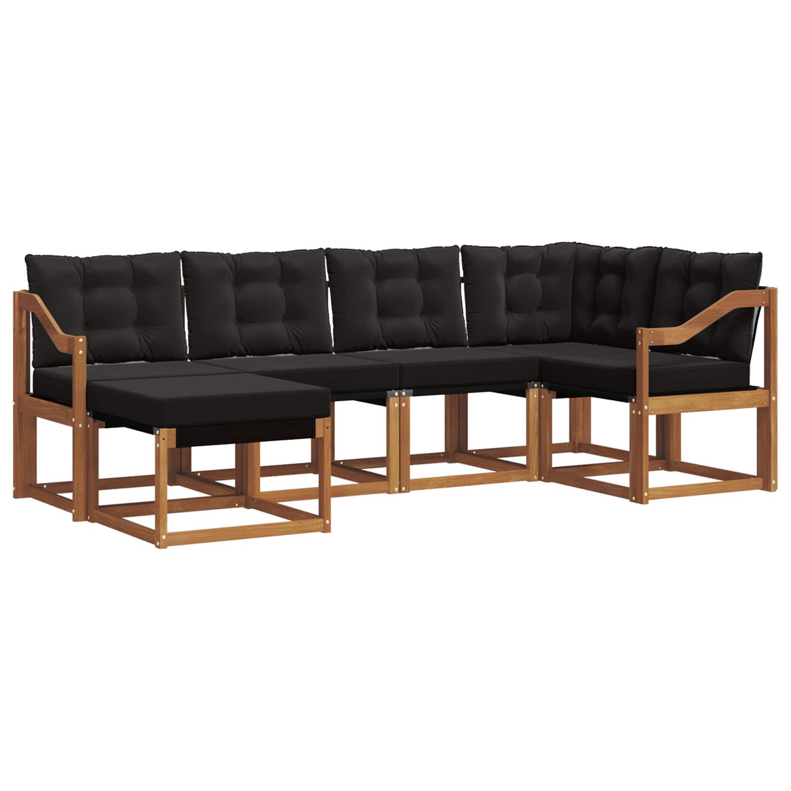 Ensemble de canapés d'extérieur 6 pc Naturel et Noir