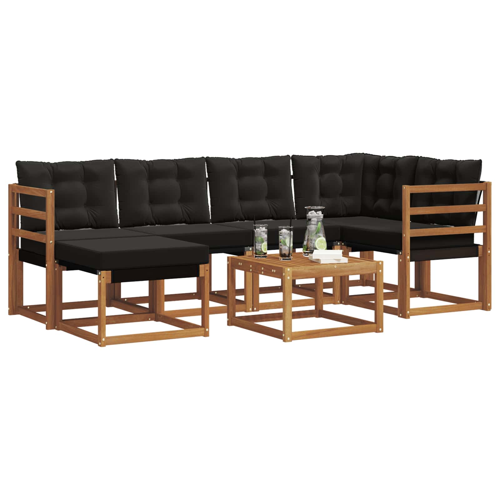Ensemble de canapés d'extérieur 7 pcs Naturel et Noir - XIOS