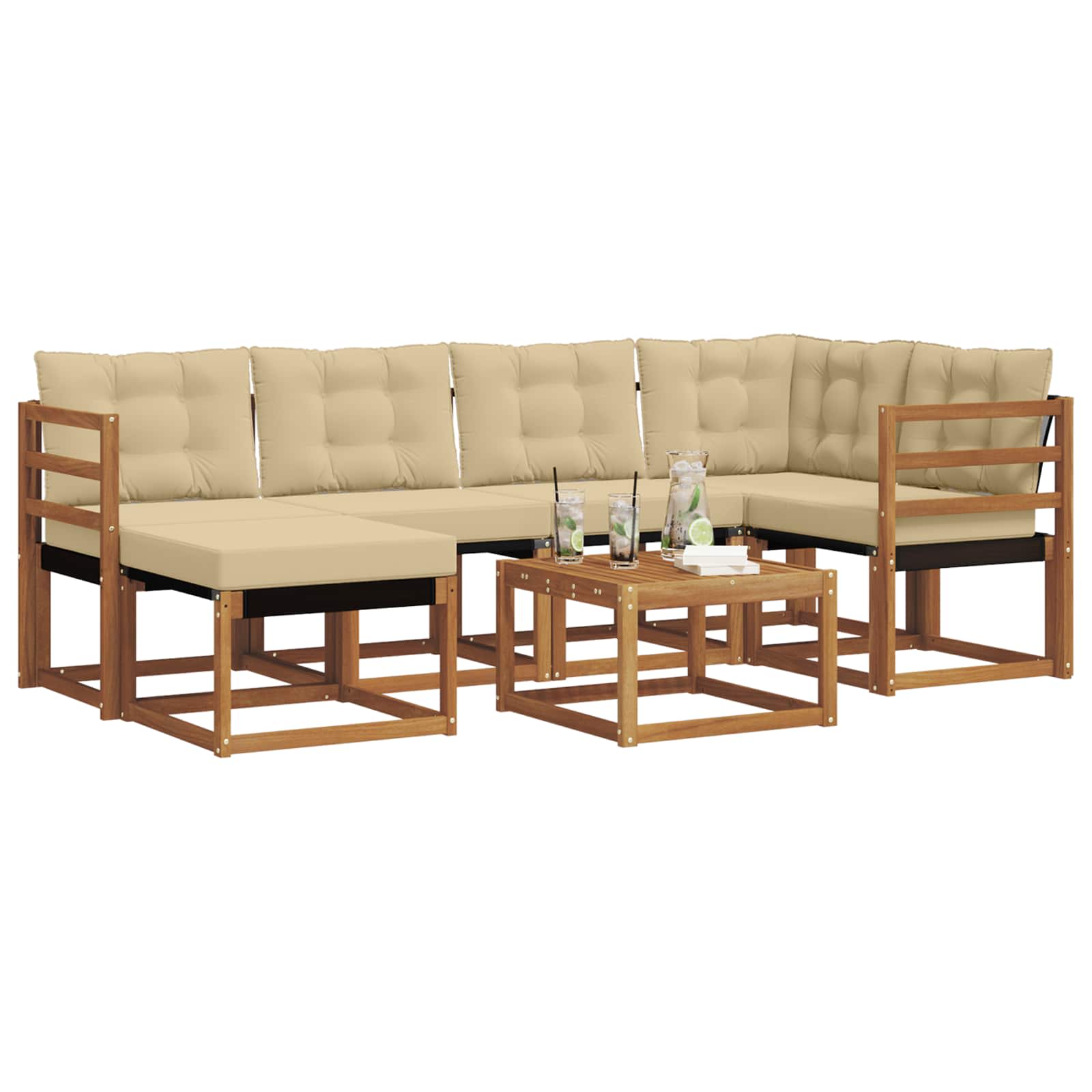 Ensemble de canapés d'extérieur 7 pcs Naturel et Beige - XIOS
