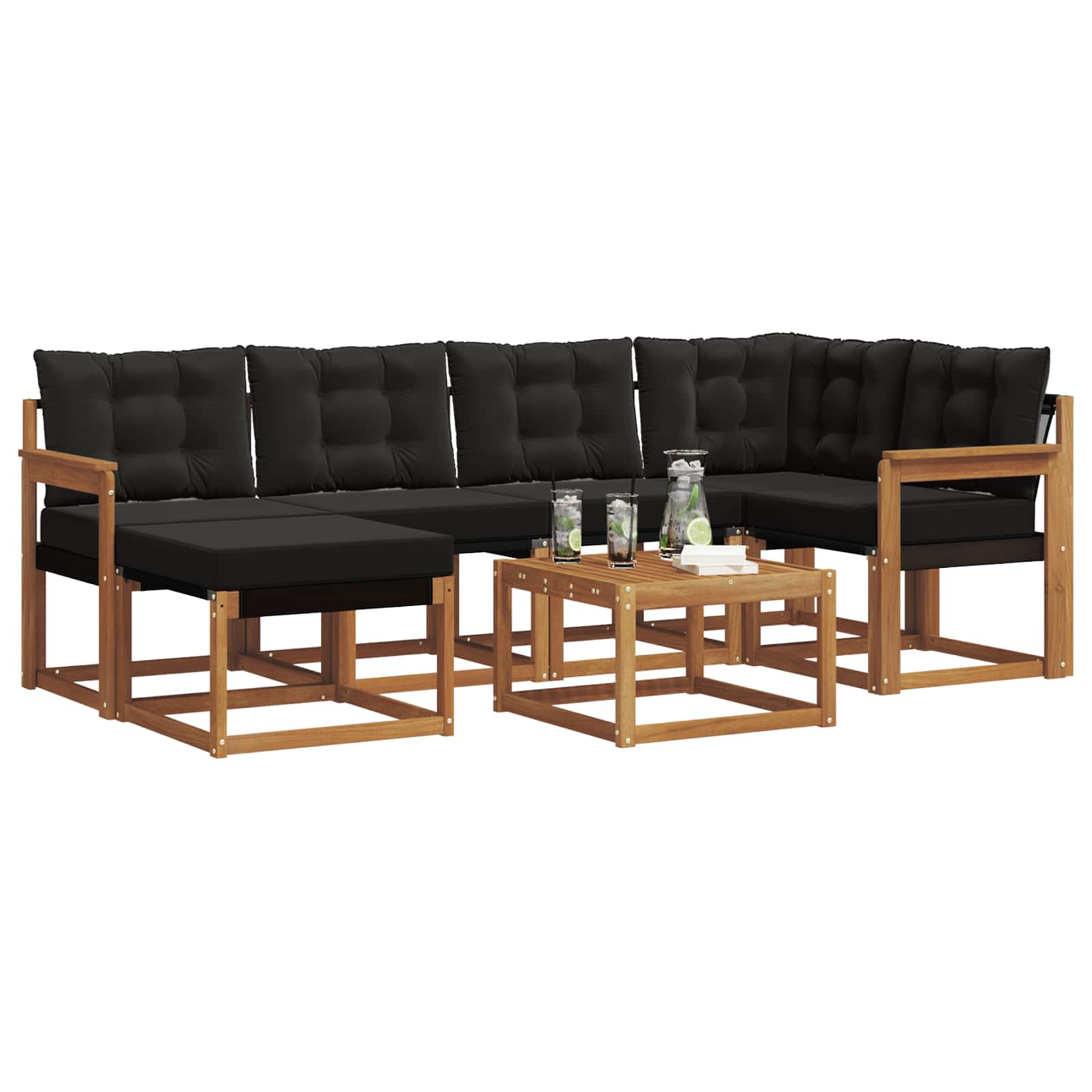 Ensemble de canapés d'extérieur 7 pcs Naturel et Noir - XIOS