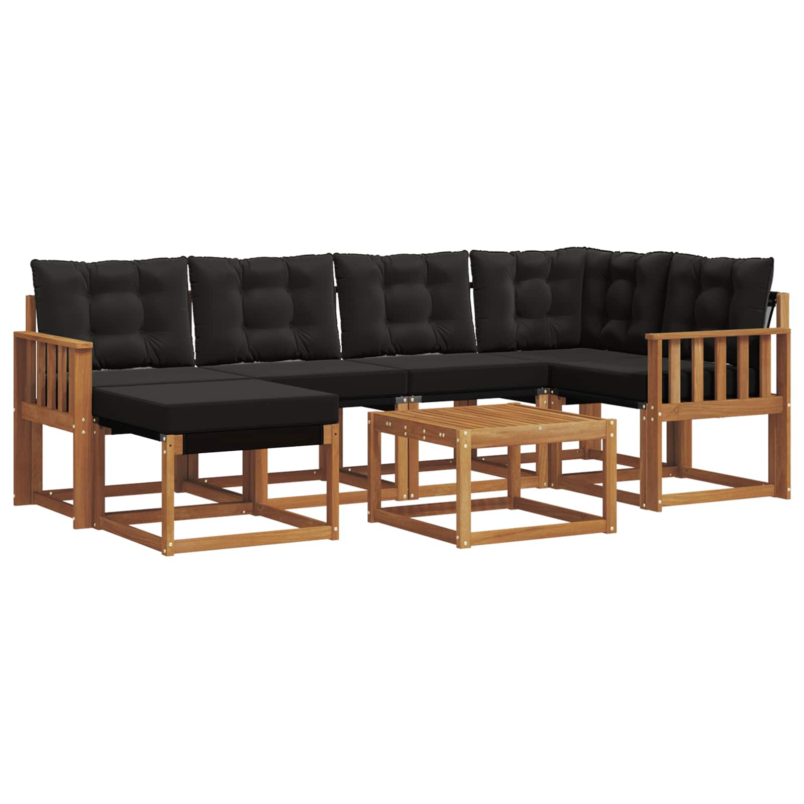 Ensemble de canapés d'extérieur 7 pcs Naturel et Noir - XIOS