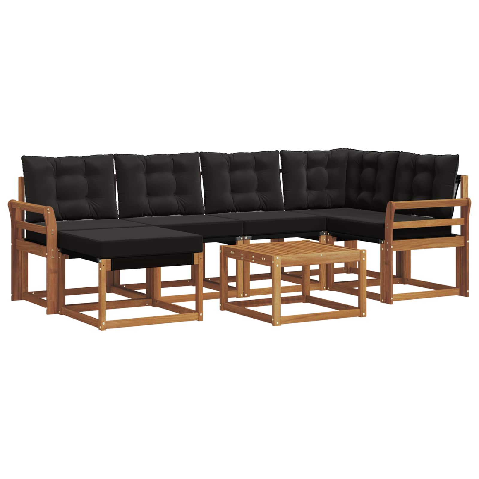 Ensemble de canapés d'extérieur 7 pcs Naturel et Noir - XIOS