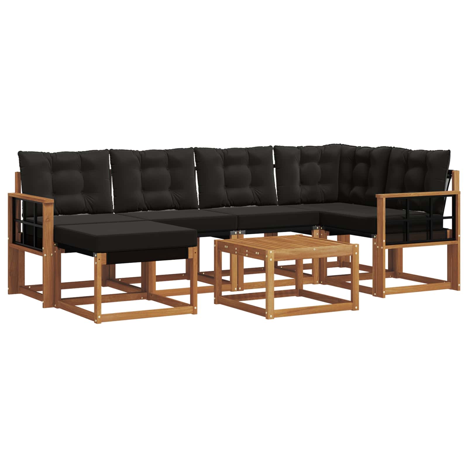 Ensemble de canapés d'extérieur 7 pcs Naturel et Noir - XIOS