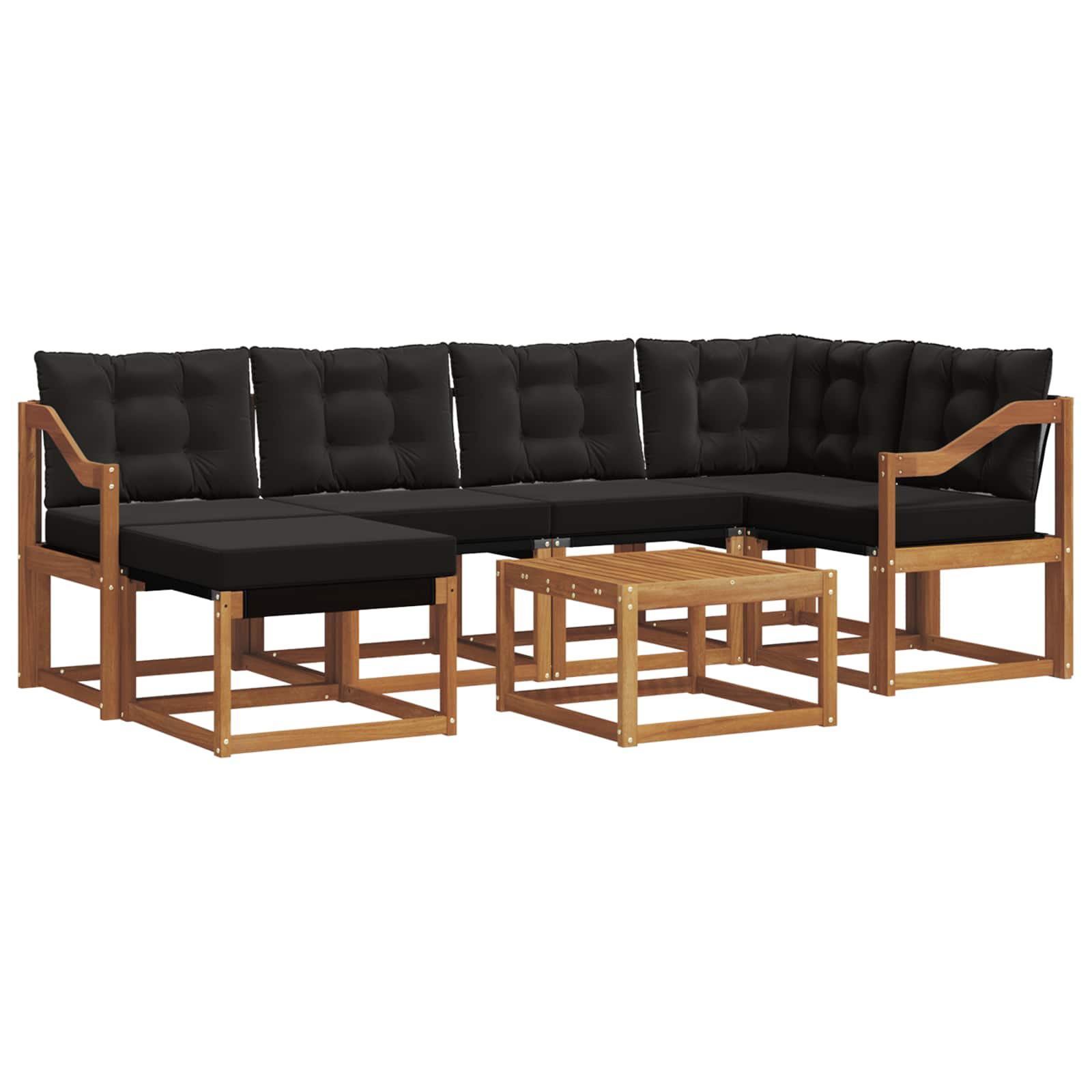 Ensemble de canapés d'extérieur 7 pcs Naturel et Noir - XIOS