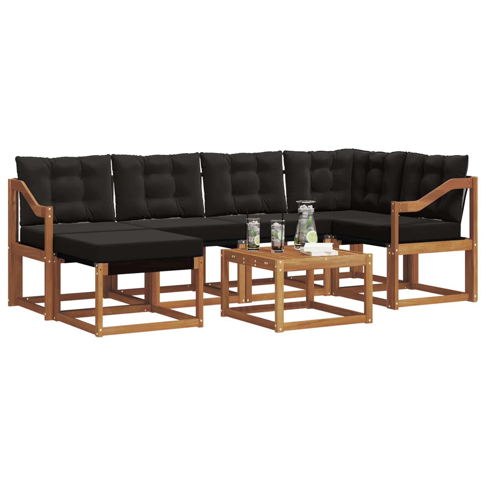 Ensemble de canapés d'extérieur 7 pcs Naturel et Noir - XIOS