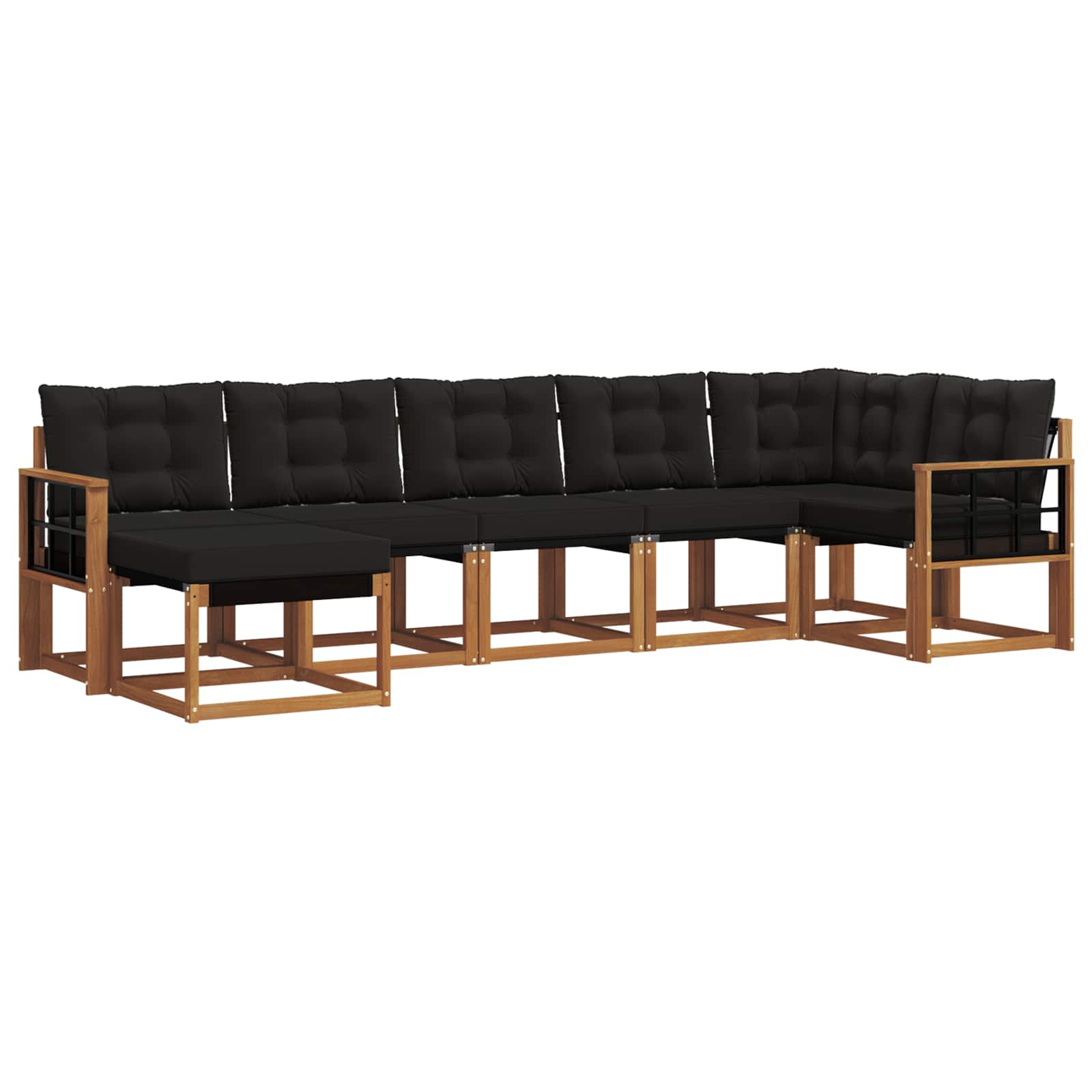 Ensemble de canapés d'extérieur 7 pcs Naturel et Noir - XIOS