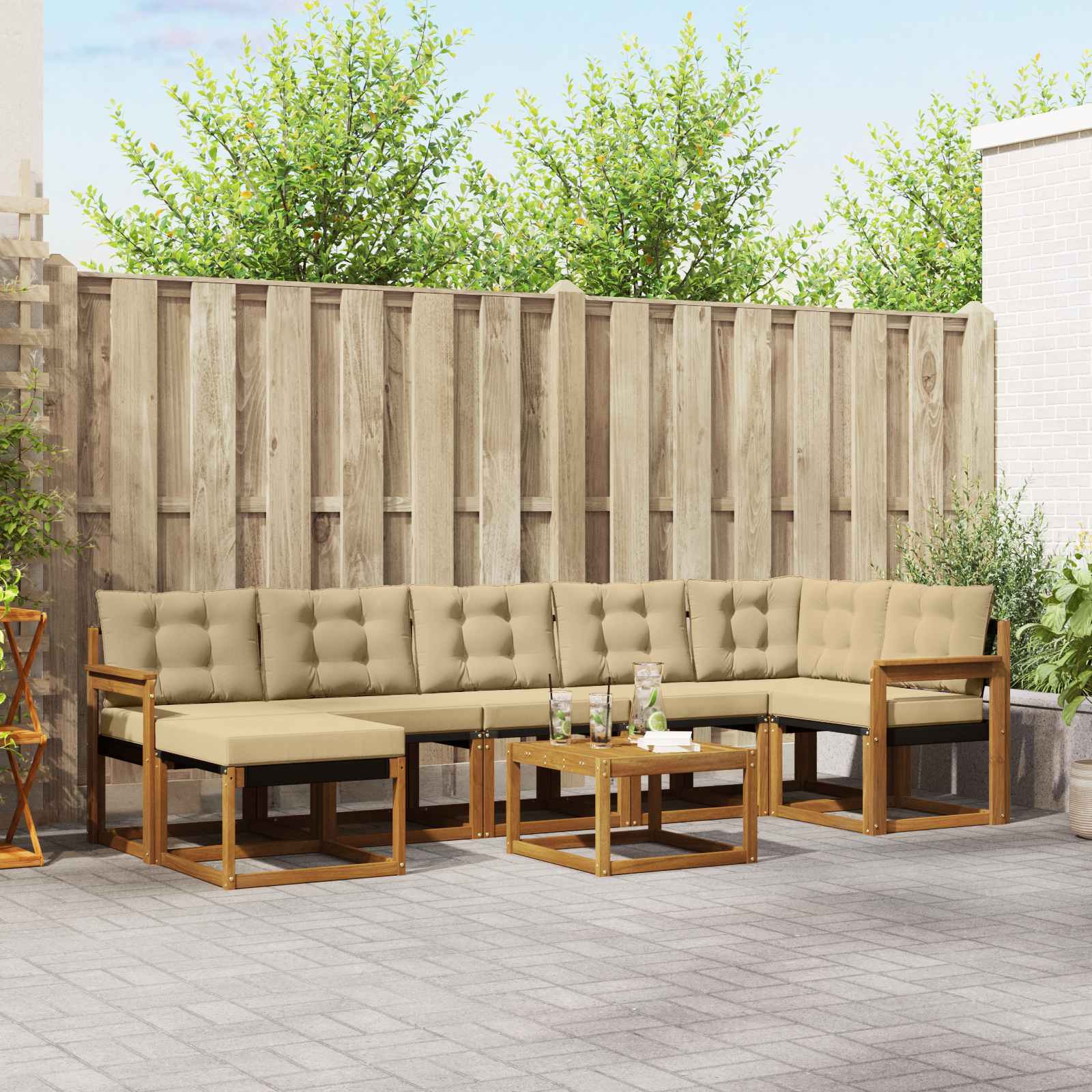 Ensemble de canapés d'extérieur 8 pcs Naturel et Beige - XIOS