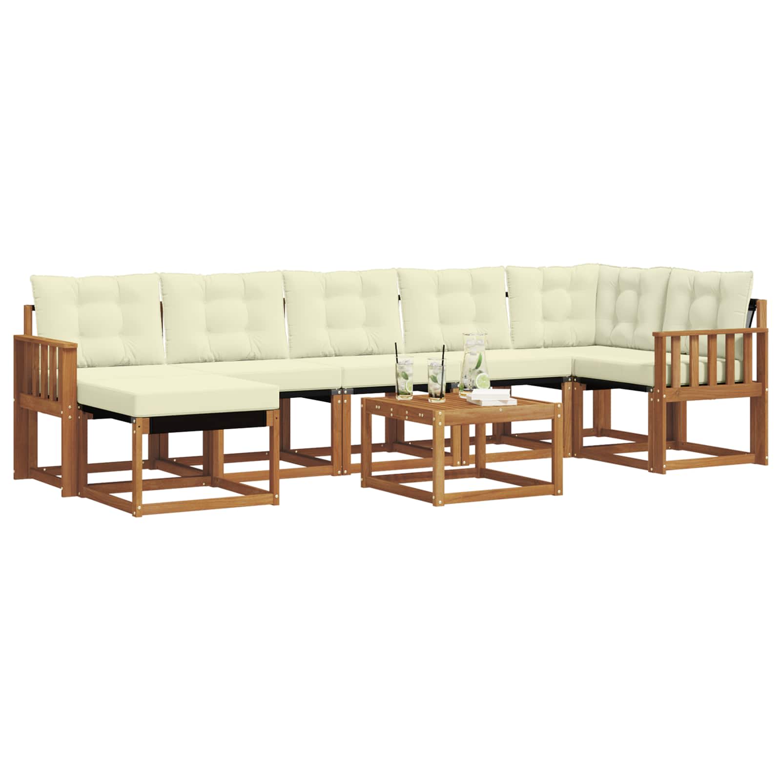 Ensemble de canapés d'extérieur 8 pc Naturel et Crème