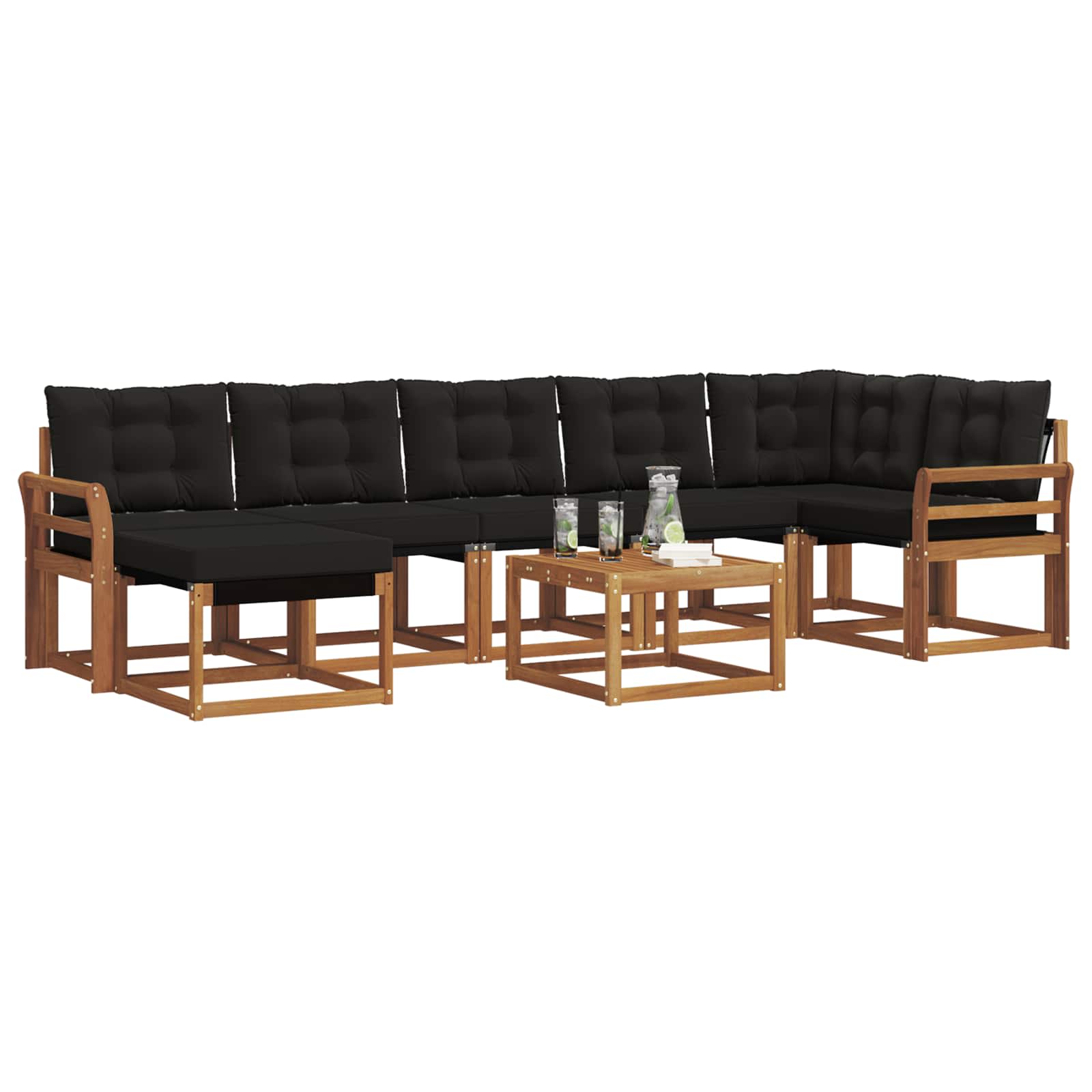 Ensemble de canapés d'extérieur 8 pcs Naturel et Noir - XIOS