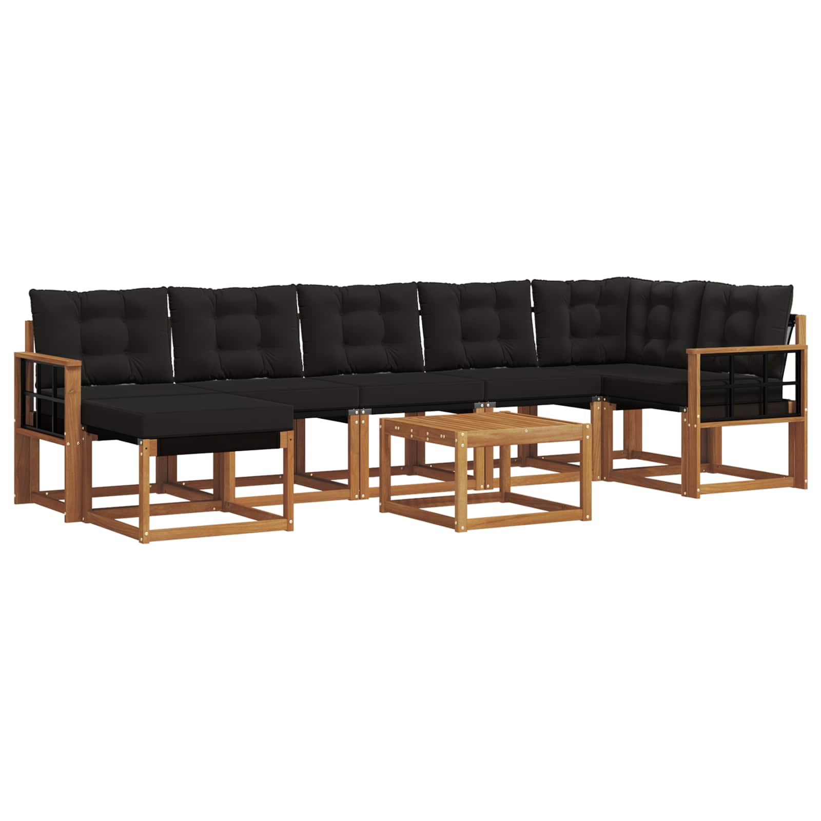 Ensemble de canapés d'extérieur 8 pcs Naturel et Noir - XIOS