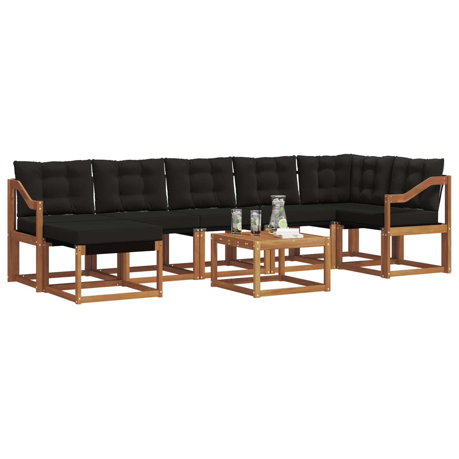 Ensemble de canapés d'extérieur 8 pcs Naturel et Noir - XIOS