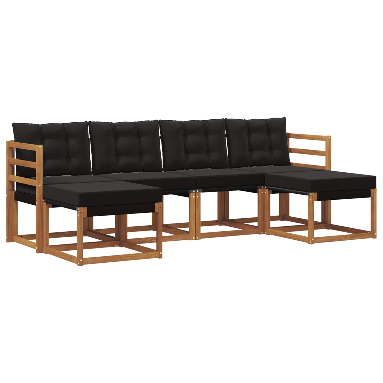 Ensemble de canapés d'extérieur 6 pcs Naturel et Noir - XIOS