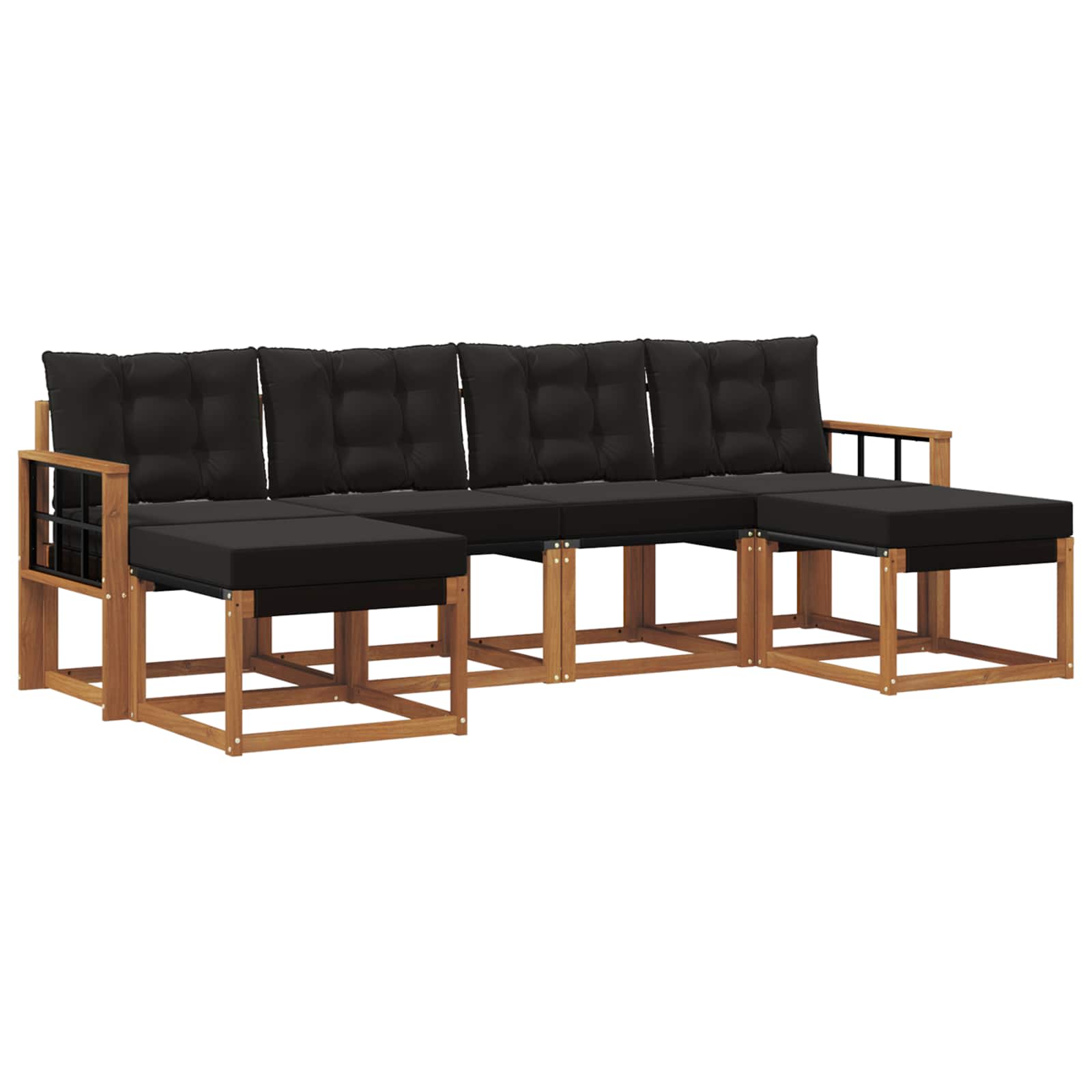 Ensemble de canapés d'extérieur 6 pcs Naturel et Noir - XIOS