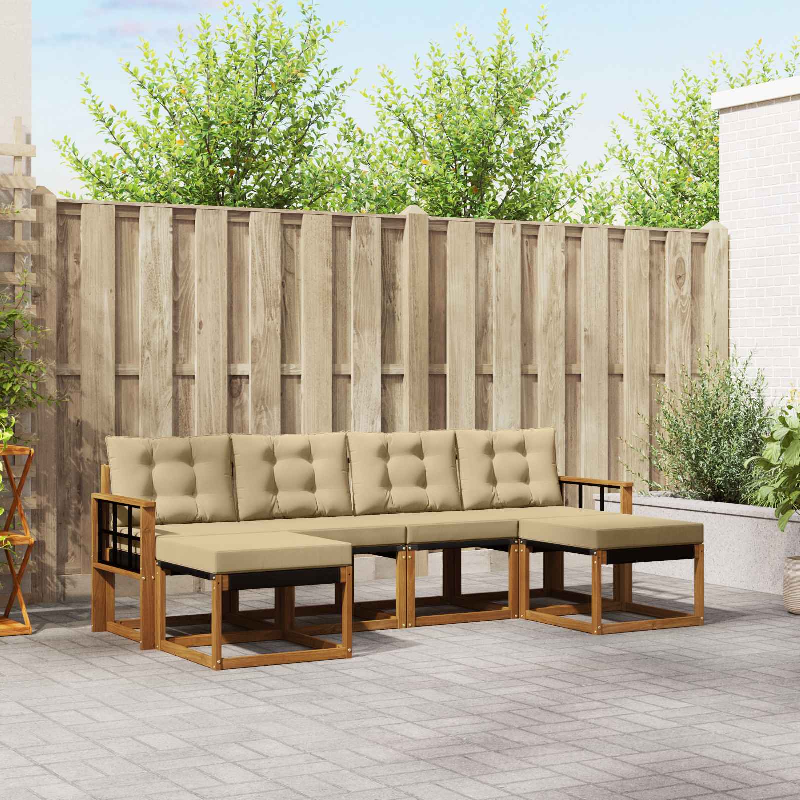 Ensemble de canapés d'extérieur 6 pcs Naturel et Beige - XIOS