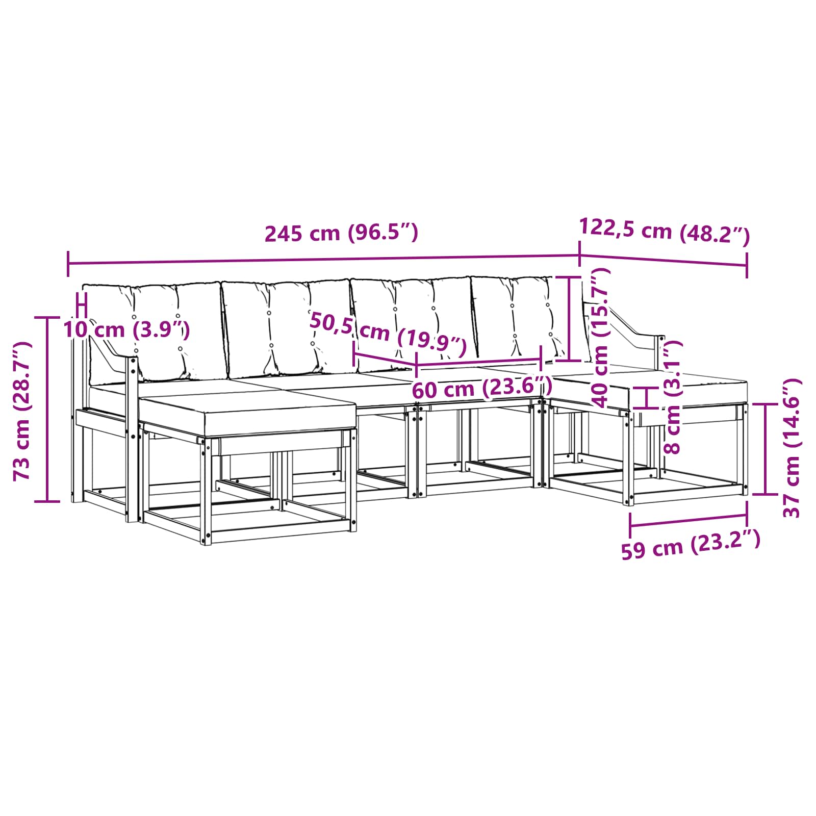 Ensemble de canapés d'extérieur 6 pcs Naturel et Crème - XIOS