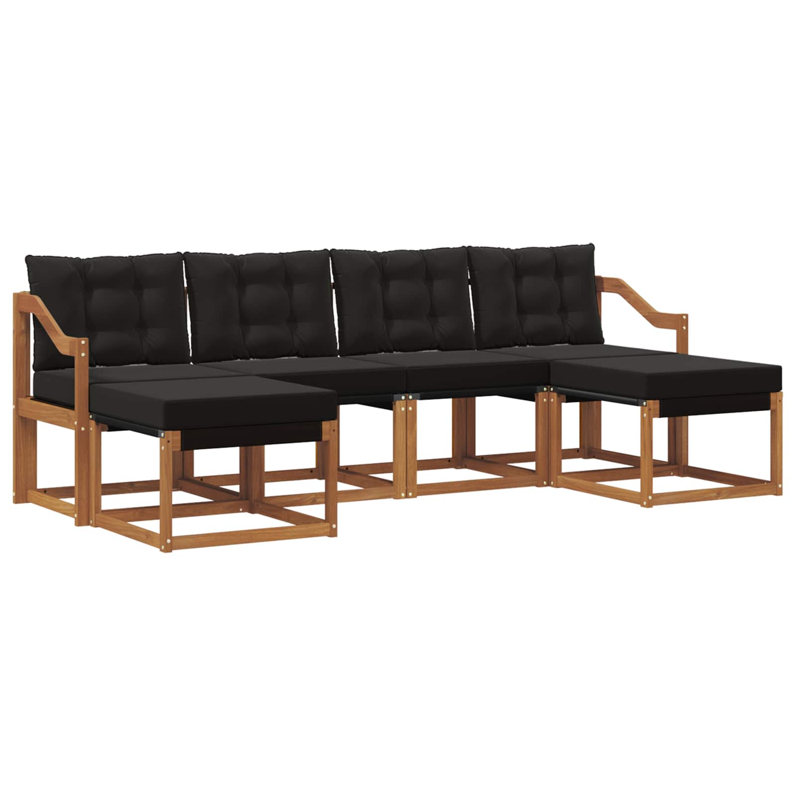 Ensemble de canapés d'extérieur 6 pcs Naturel et Noir - XIOS