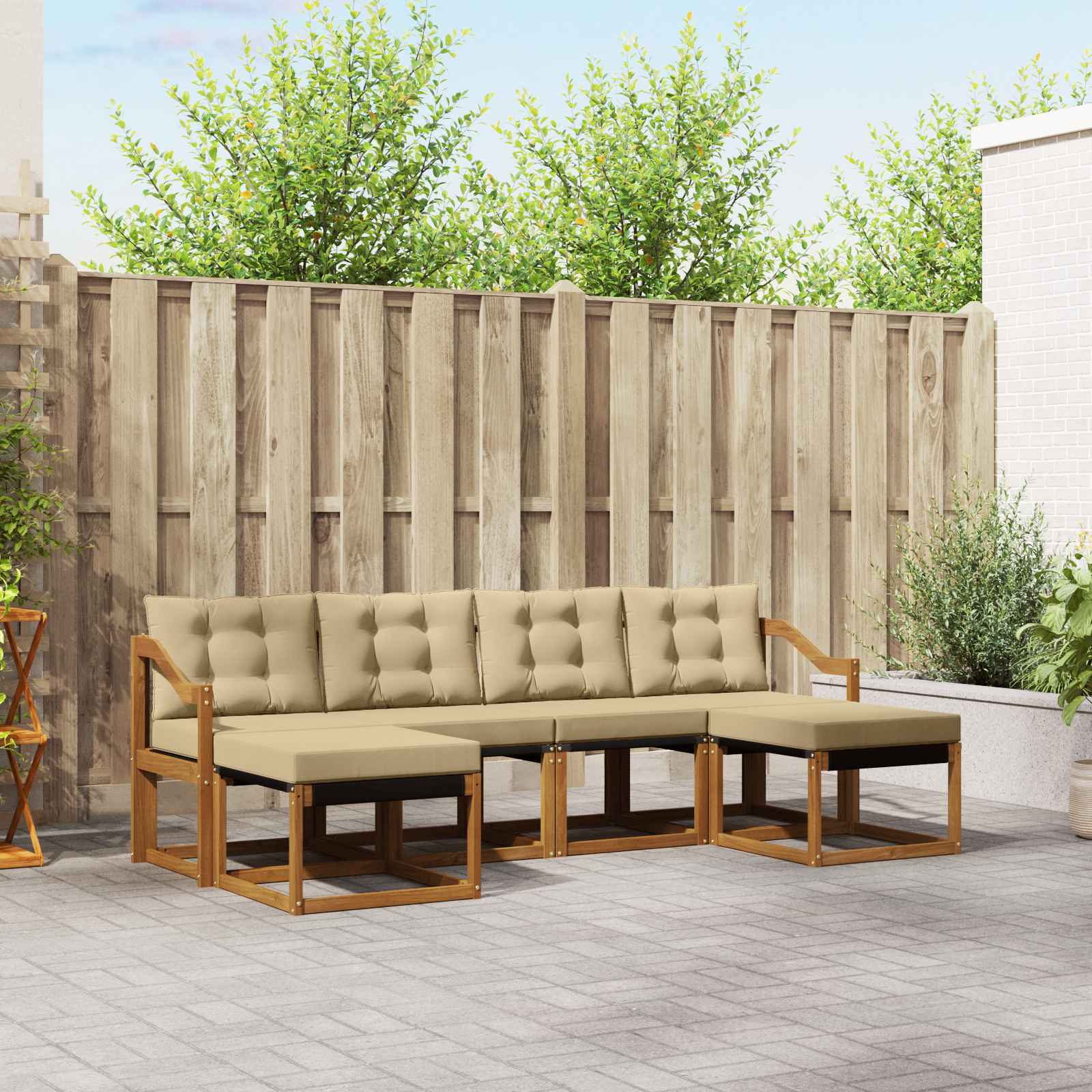 Ensemble de canapés d'extérieur 6 pcs Naturel et Beige - XIOS