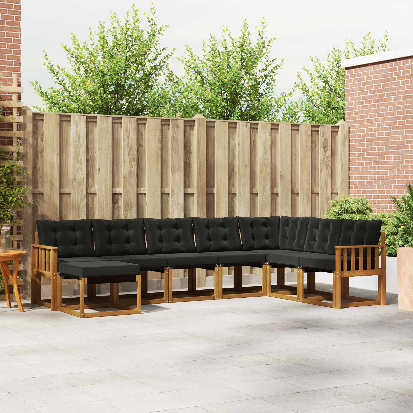 Ensemble de canapés d'extérieur 8 pcs Naturel et Noir - XIOS