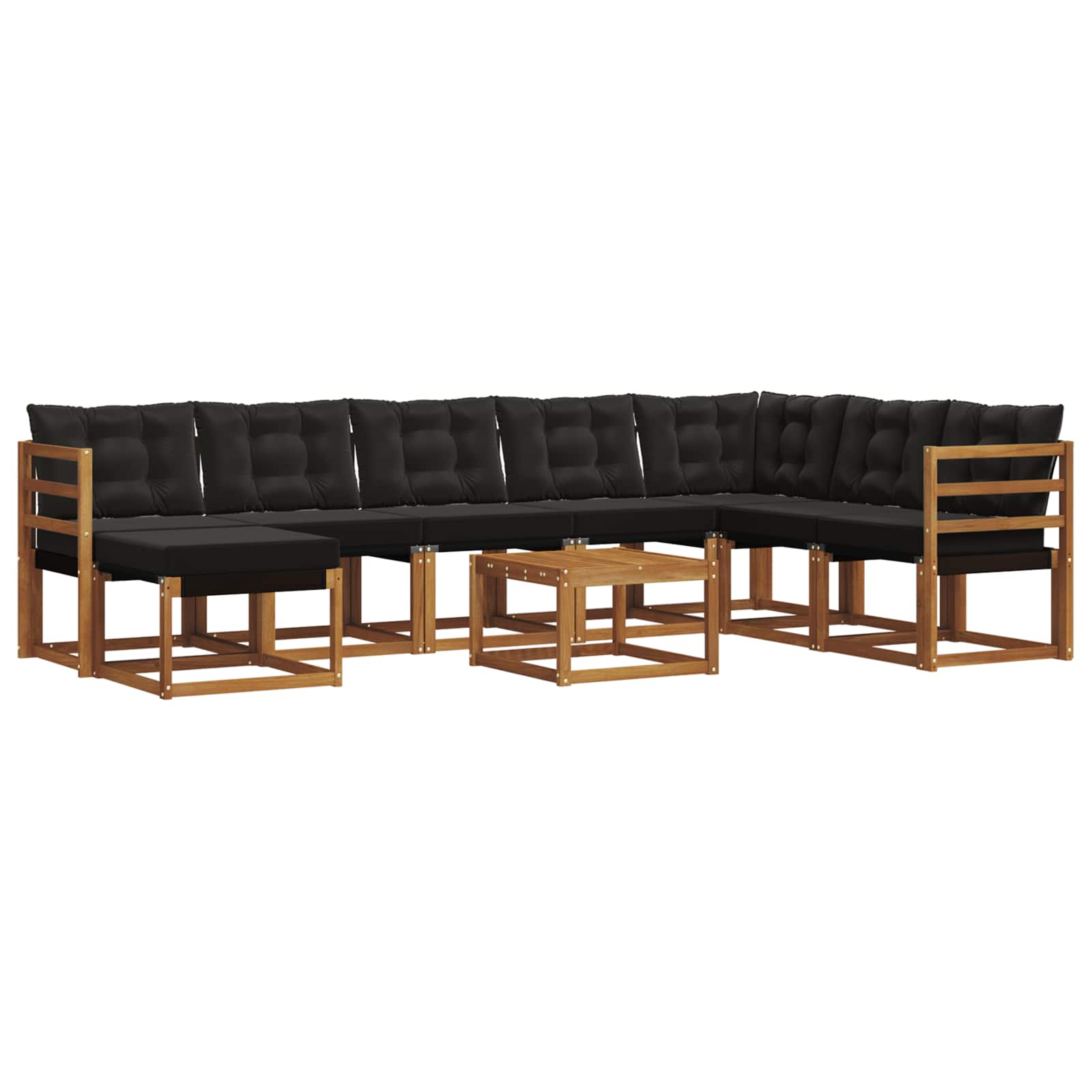 Ensemble de canapés d'extérieur 9 pcs Naturel et Noir - XIOS