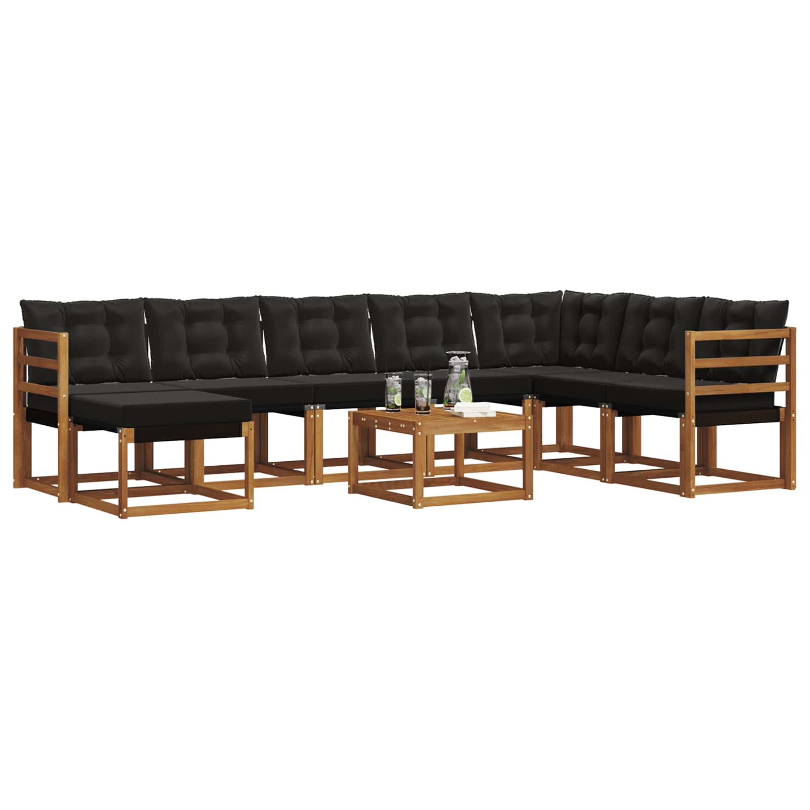 Ensemble de canapés d'extérieur 9 pcs Naturel et Noir - XIOS