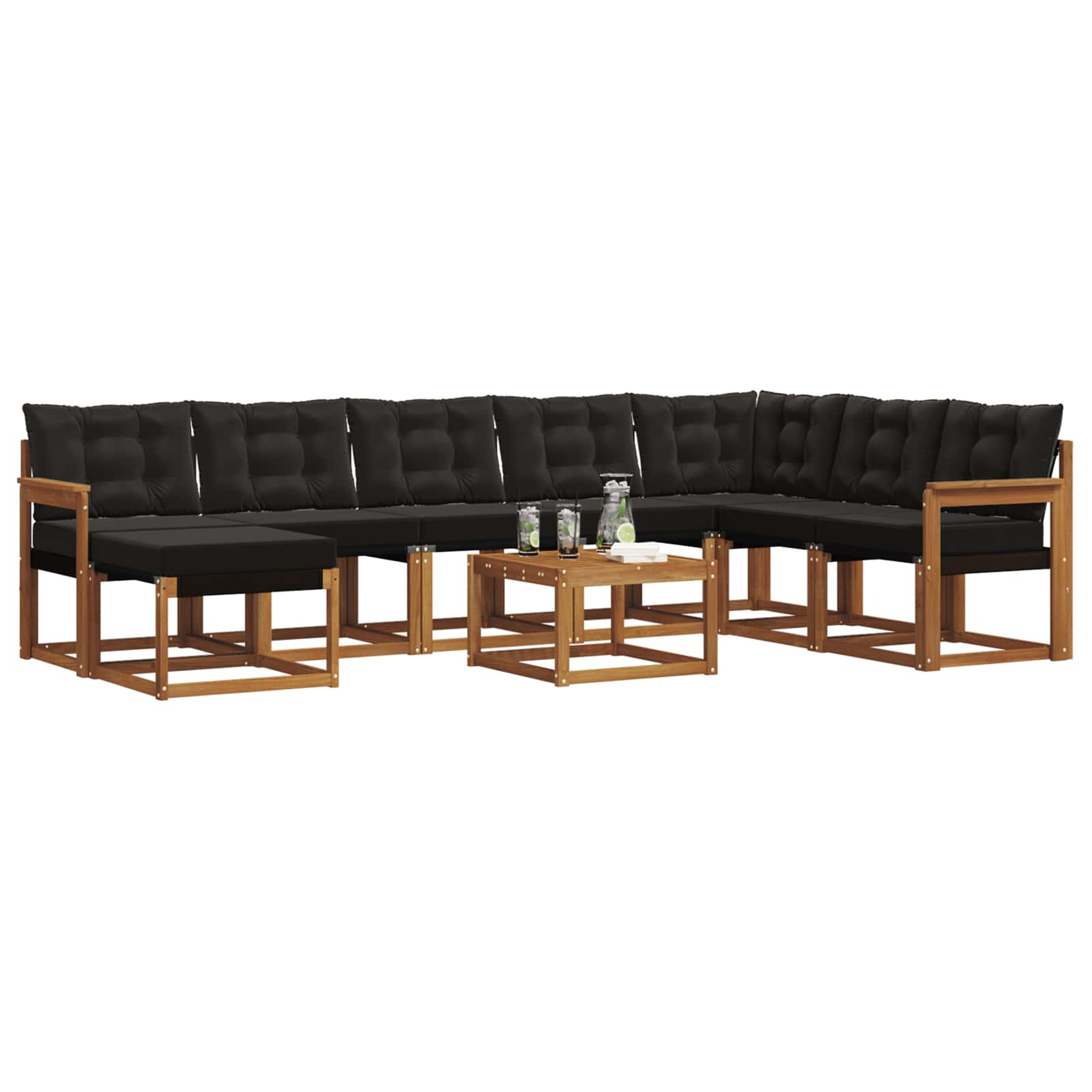 Ensemble de canapés d'extérieur 9 pcs Naturel et Noir - XIOS