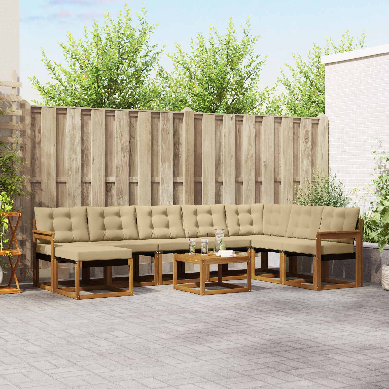 Ensemble de canapés d'extérieur 9 pcs Naturel et Beige - XIOS