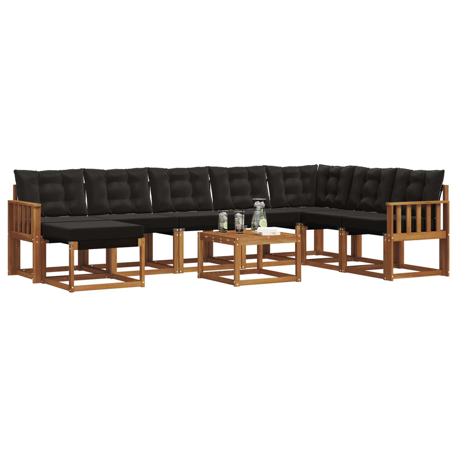 Ensemble de canapés d'extérieur 9 pcs Naturel et Noir - XIOS