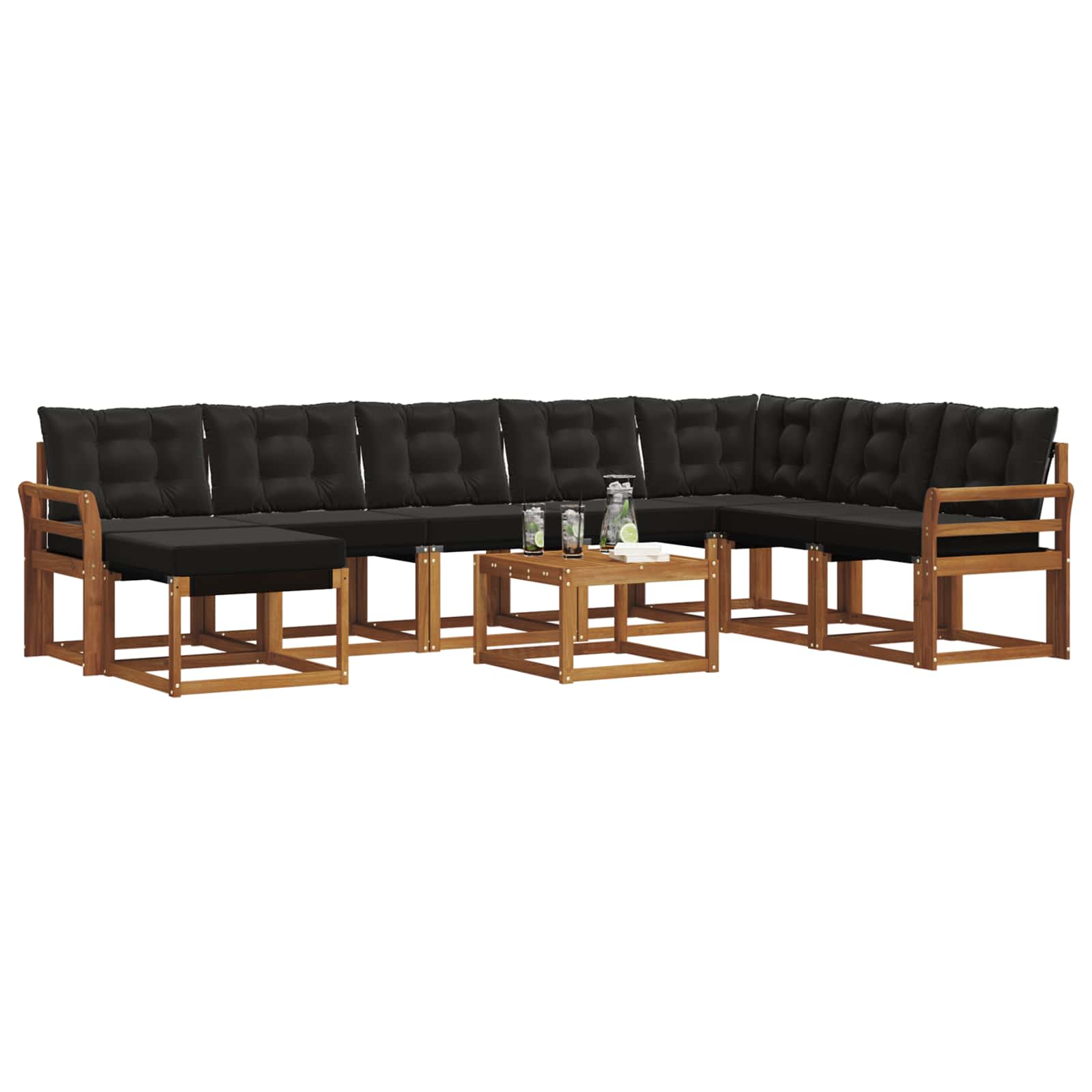 Ensemble de canapés d'extérieur 9 pcs Naturel et Noir - XIOS