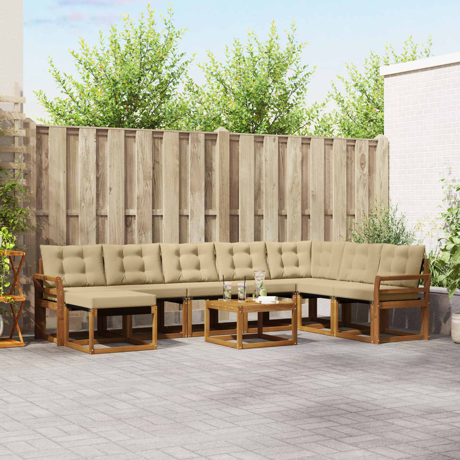 Ensemble de canapés d'extérieur 9 pcs Naturel et Beige - XIOS