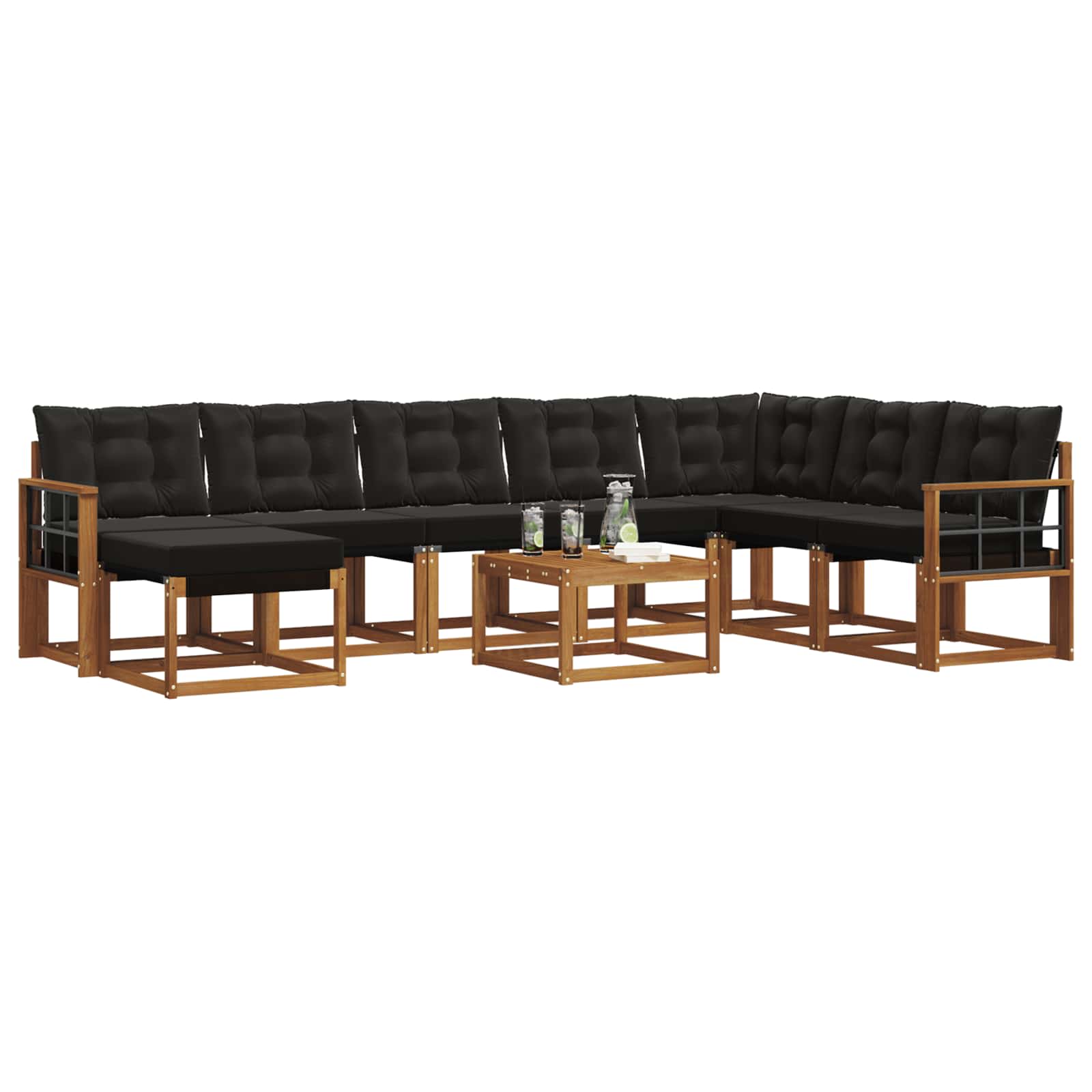 Ensemble de canapés d'extérieur 9 pcs Naturel et Noir - XIOS